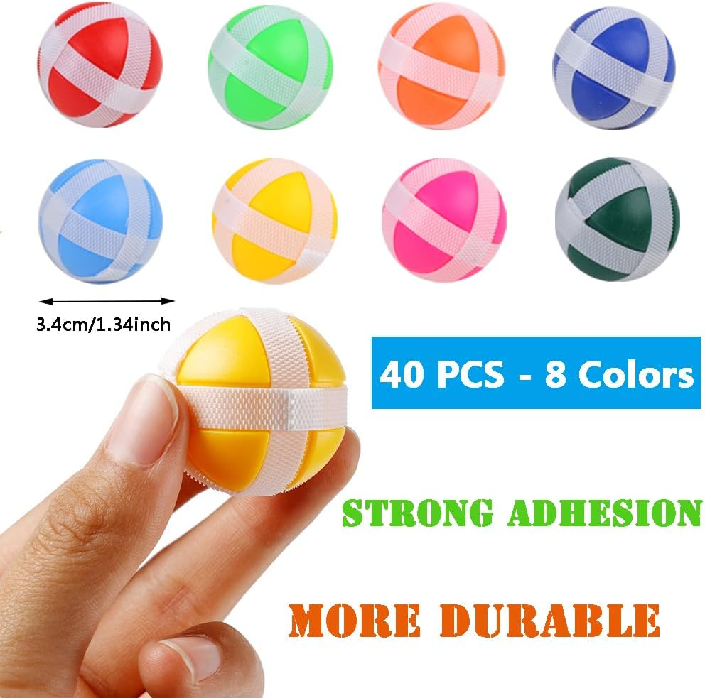 80 Pieces Kids Dart Board Sticky Balls, Colorful Sticky Balls for Fabric Dart Board Darts Game Accessories for Fabric Dart Board, Kids Indoor Outdoor Sport Party Game(8 Colors) image number 1