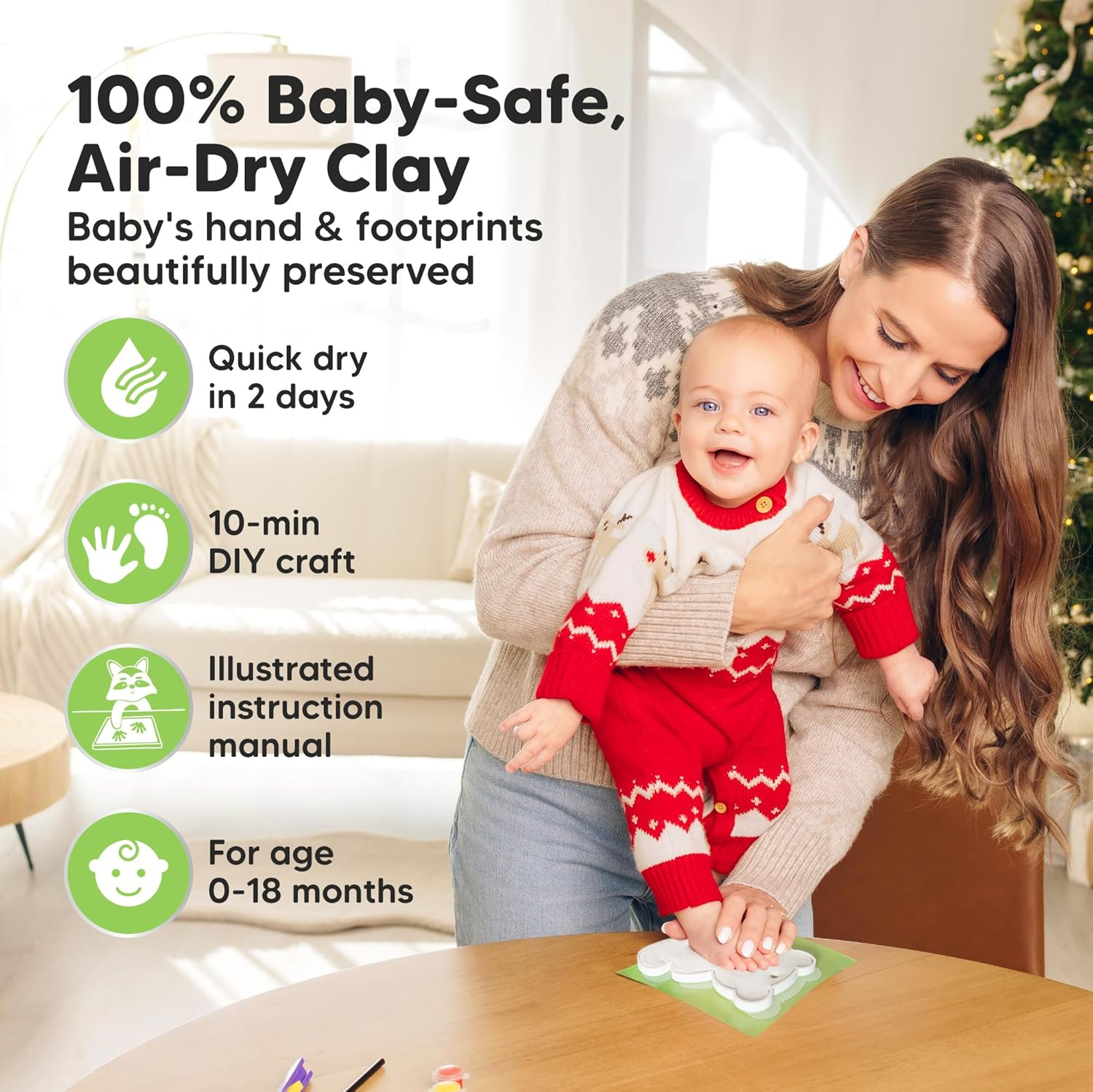 Baby Hand and Footprint Kit - Dog Paw Print Kit, Personalized Baby Footprint Kit, Baby Handprint Ornament Kit, Clay Handprint Ornament Kit for Babies, Baby Shower Gifts for Boys, Girls (With Love) image number 1