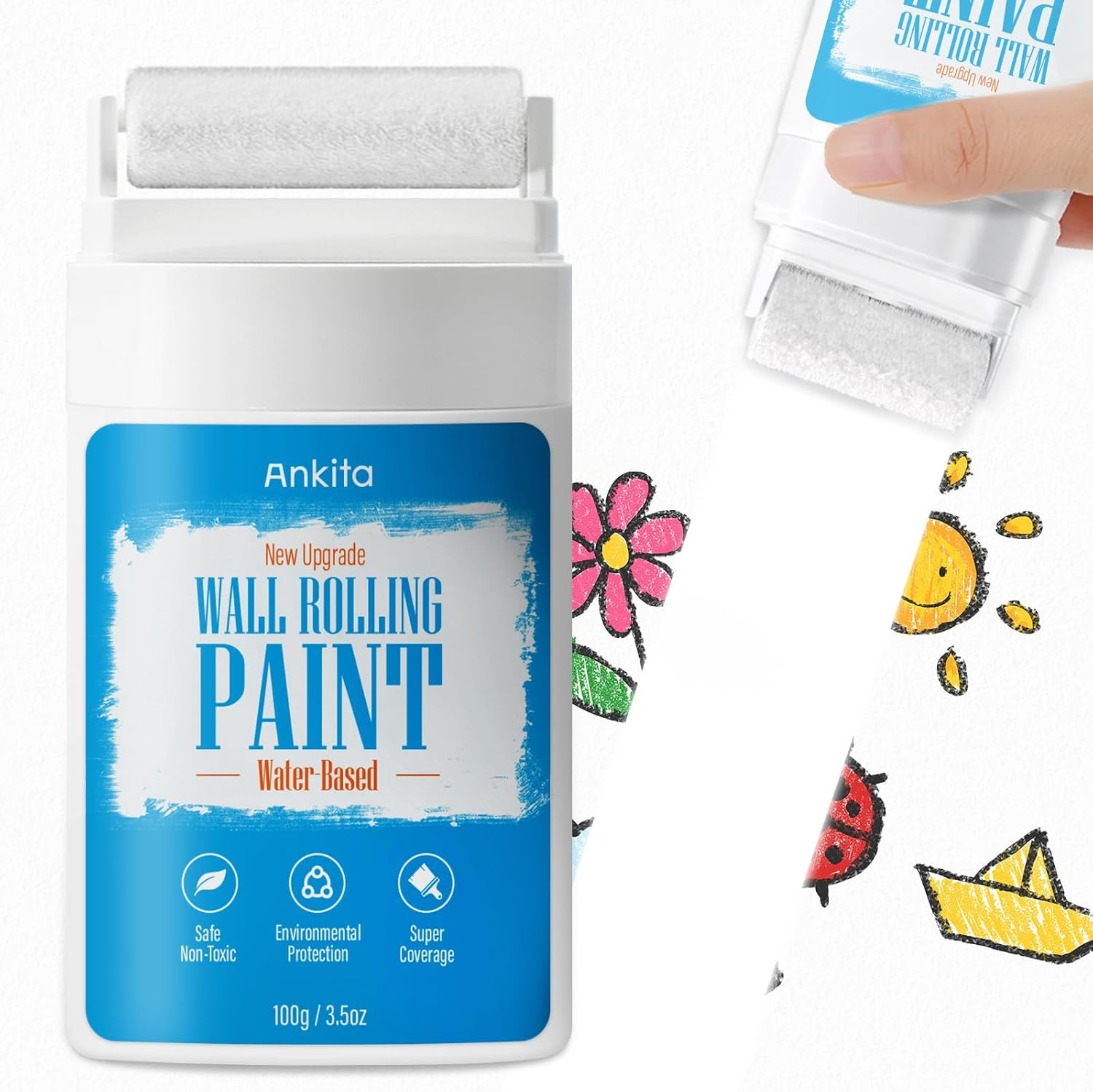 White Paint for Wall, Fast-Drying Wall Paint Touch up for Interior & Exterior Wall, Water Based & Low Odor Kit with Roller Brush, for Ceiling, Wood, Metal, Low VOC, 3.5Oz image number 3