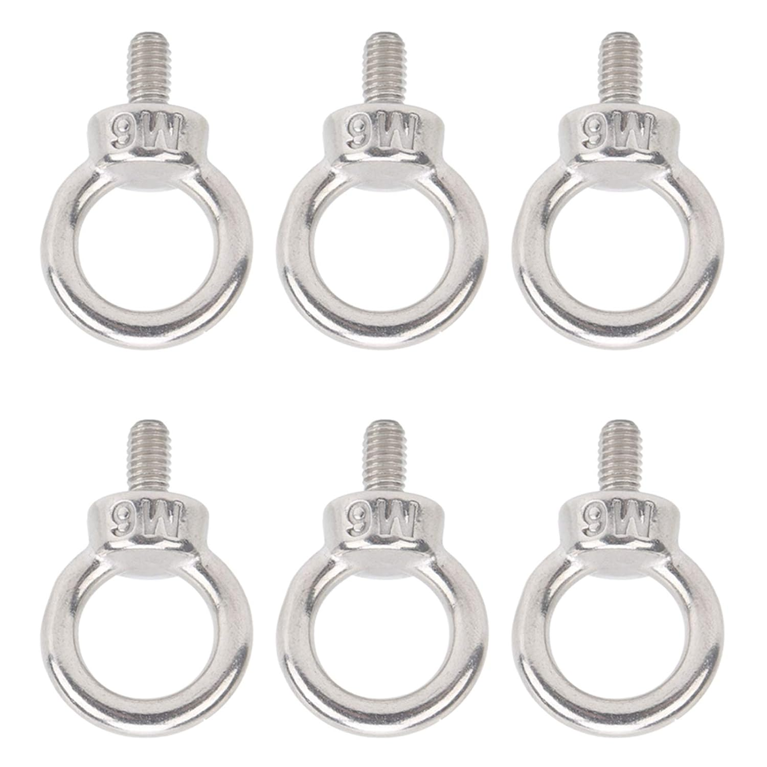 10Pcs M6 Lifting Eye Ring Bolts Screw 304 Stainless Steel Fastener Accessory Parts Silver White image number 1