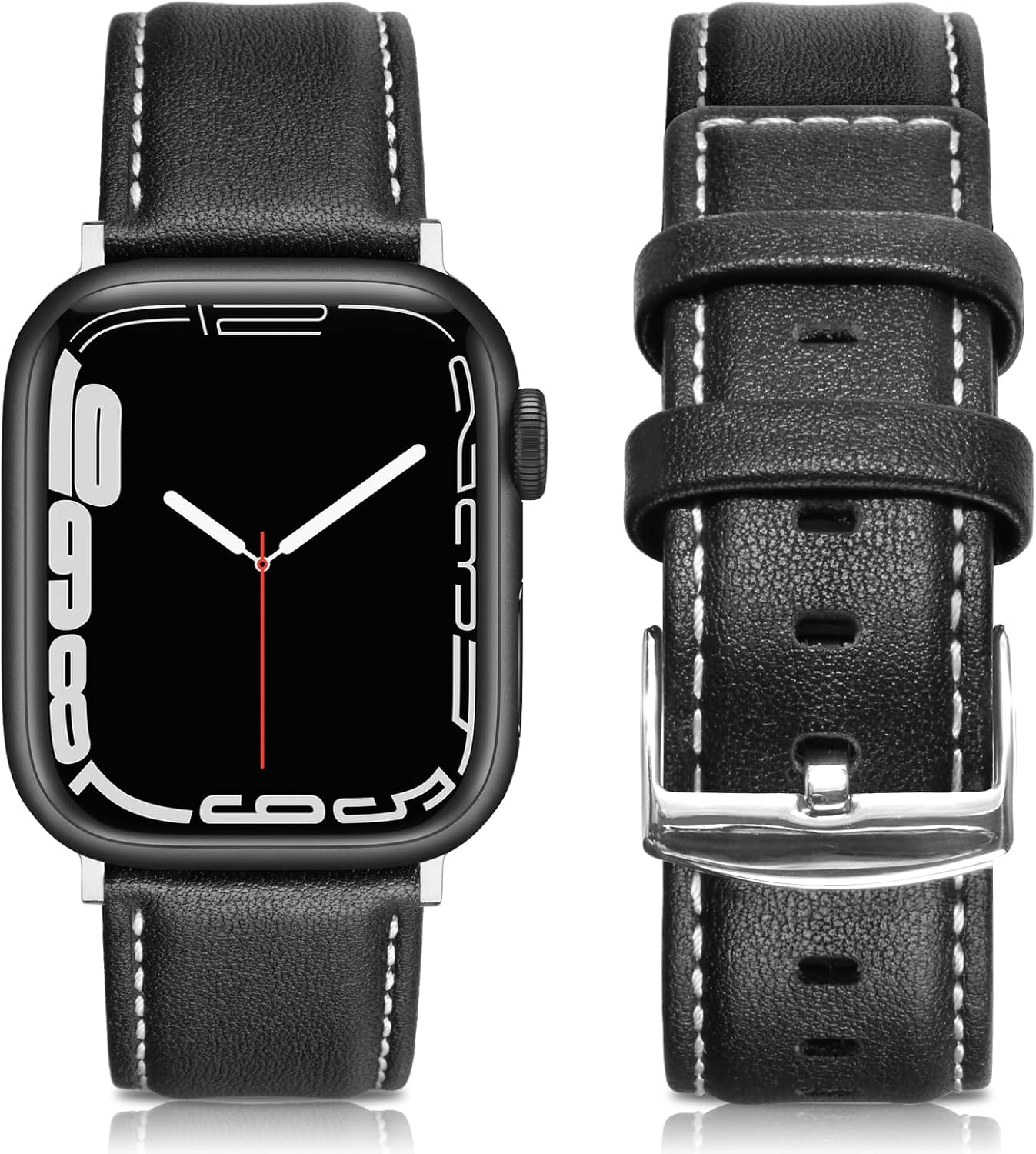EDIMENS Leather Bands Compatible with Apple Watch 42Mm 44Mm 45Mm Band Men Women,Vintage Genuine Leather Wristband Replacement Band Compatible for Apple Iwatch Series 8 7 6 5 4 3 2 1 SE Sports Edition