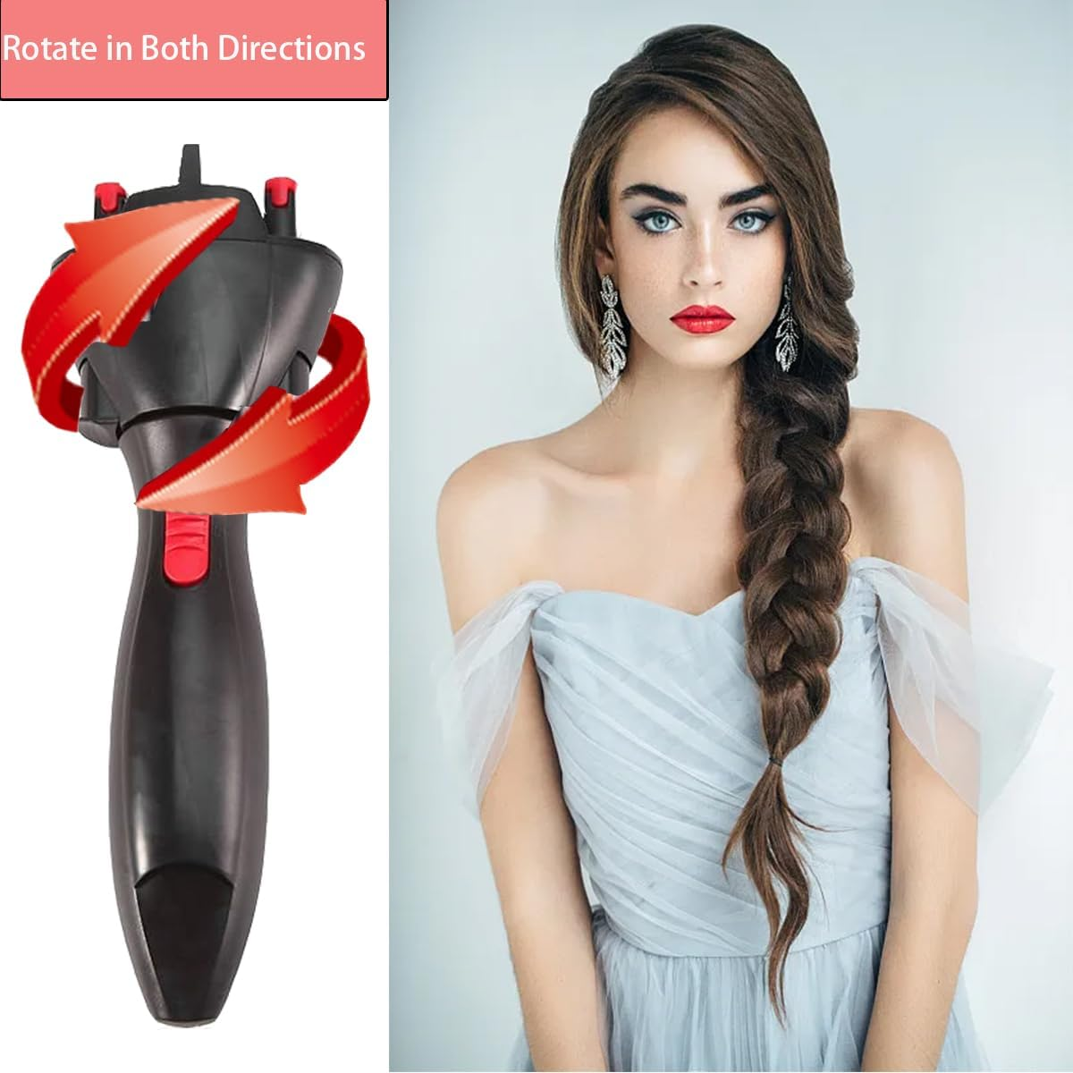 Automatic Hair Braider DIY Electronic Hair Braiding Machine Automatic Quick Twist Twister Hair Braiding Tool for Women Girls Hairstyle(Red)