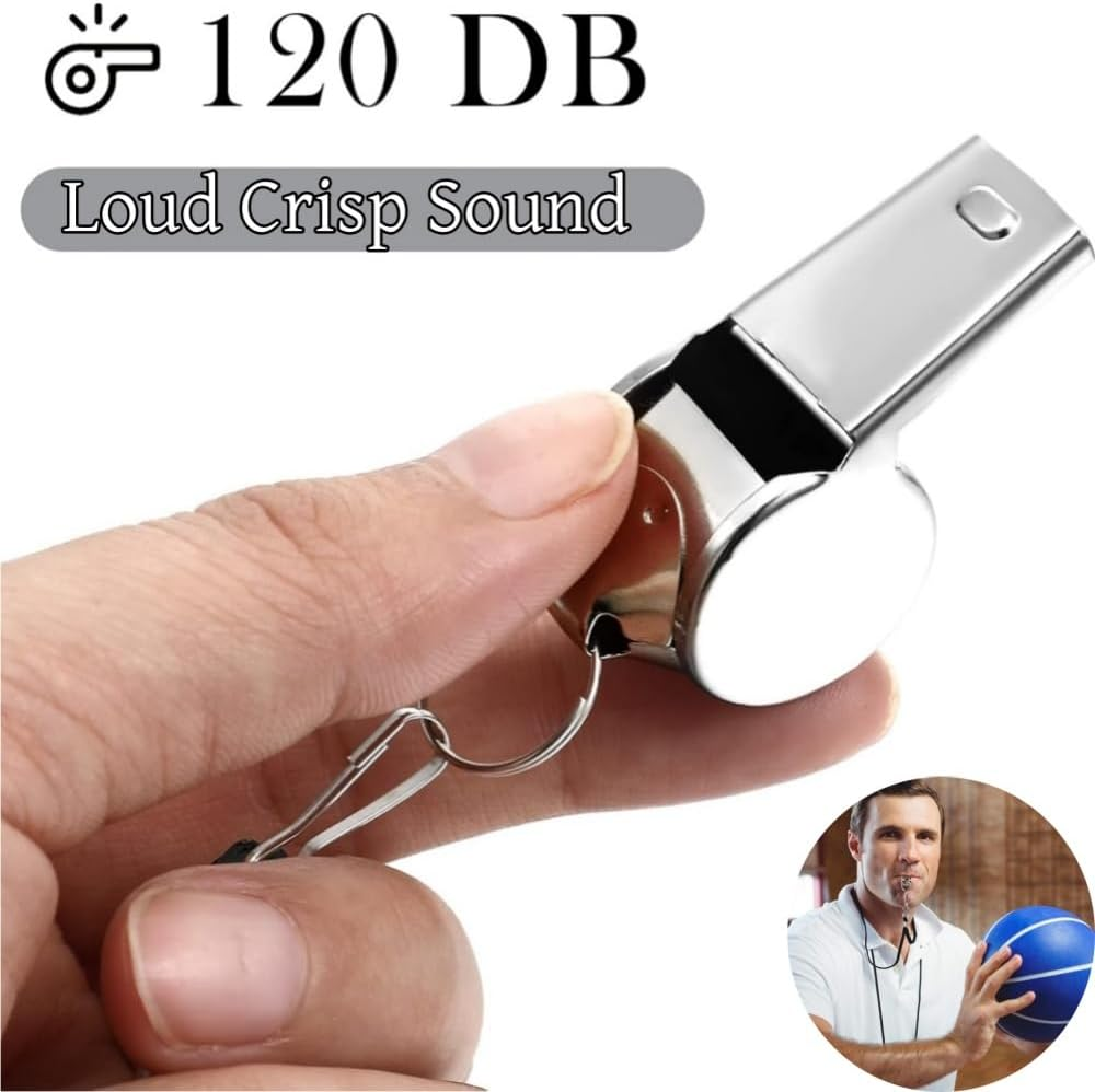 HIDOSNG 10 Pcs Stainless Steel Sports Whistles,Coach Whistles Metal Whistle with Lanyard,For Whistle Sport,For Referees, Coaches, Polices, Training, Outdoor Sports and Emergency image number 4