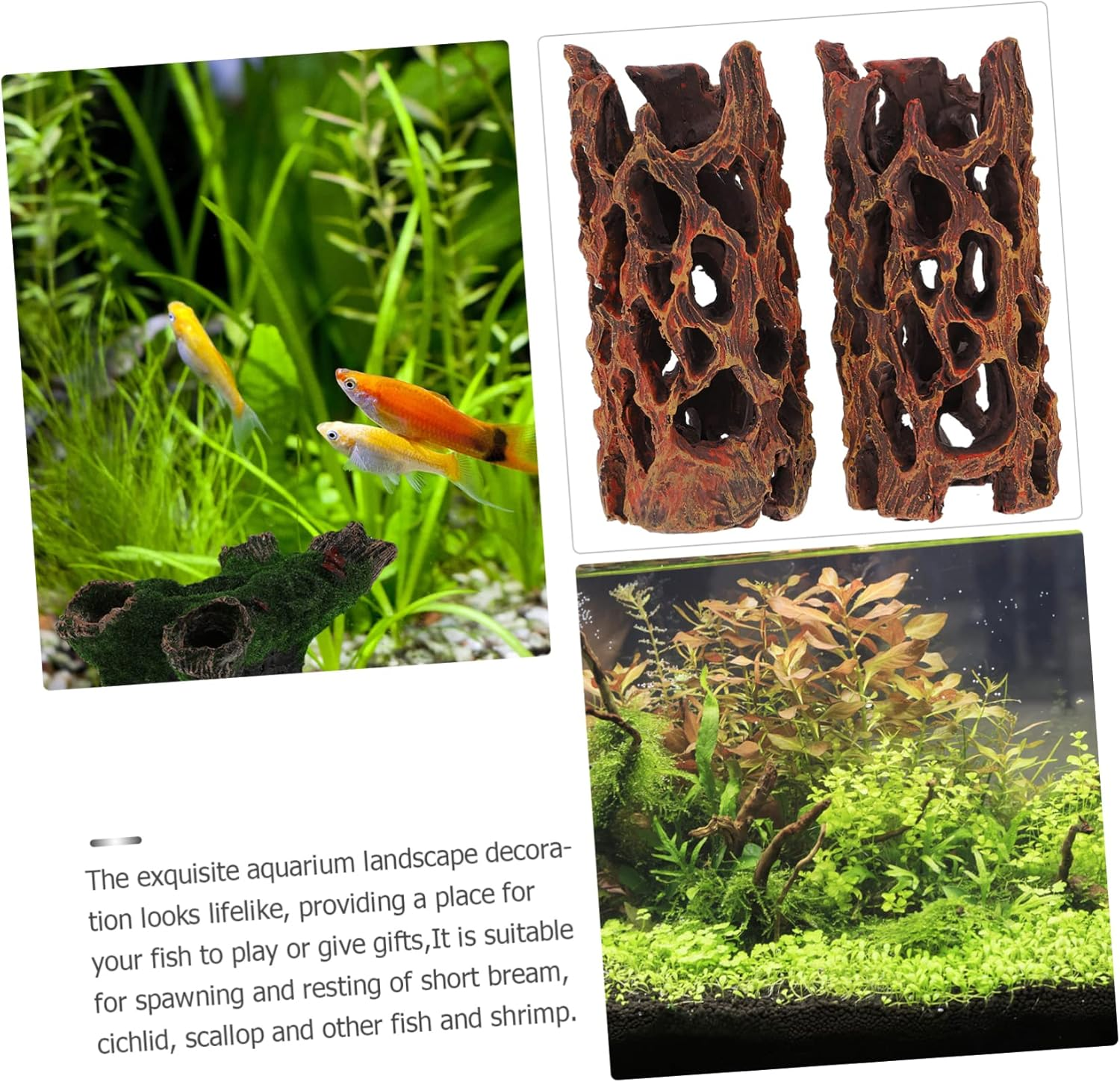 VERDANVERSE 2Pcs Aquarium Cave Hideout Decor Fish Tank Landscape Adornments Tree Ornaments for Pet Fish image number 4