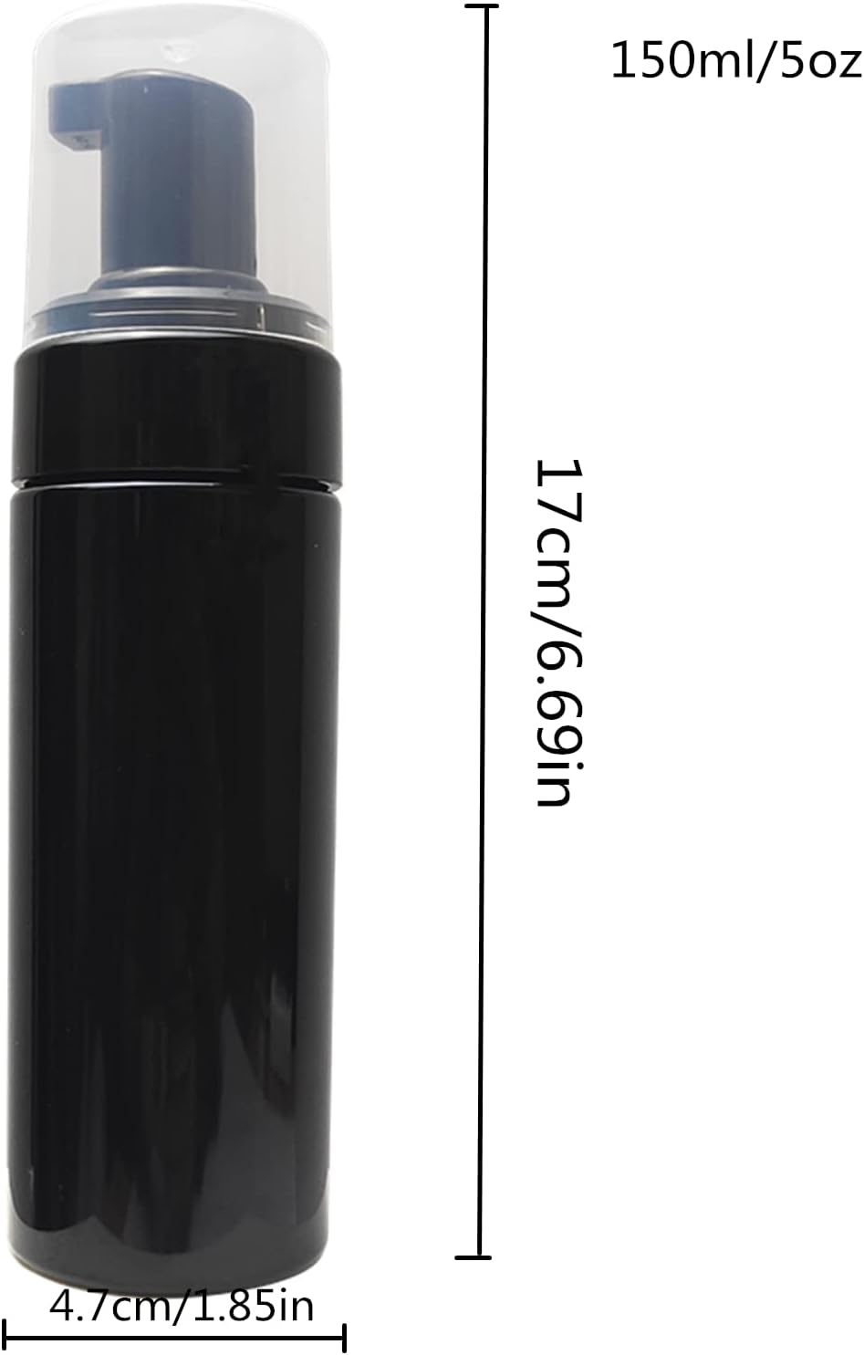150Ml Empty Foam Pump Bottle, 5Oz Foaming Dispenser Soap Plastic Container for Facial Cleanser Shampoo Hand Soap (Black) image number 4