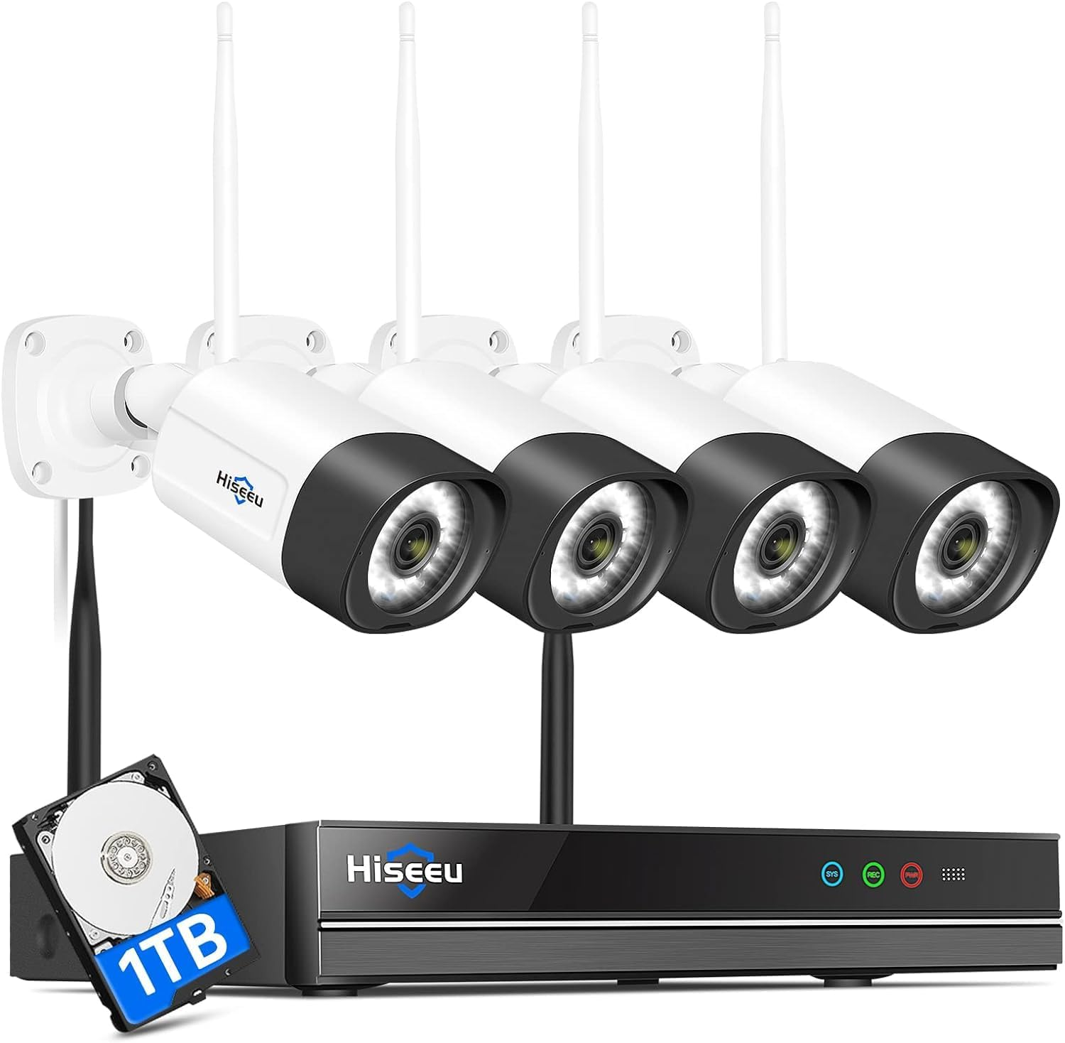 【Wireless Pro,Plug & Play】 Hiseeu 2.5K 5MP Wifi Security Camera System Outdoor,Expandable 16CH 8MP NVR, 1TB Hdd,Spotlight,2 Way Audio, IP66 Waterproof, Motion Alert, DC Power Plug-In, 24/7 Recording image number 2