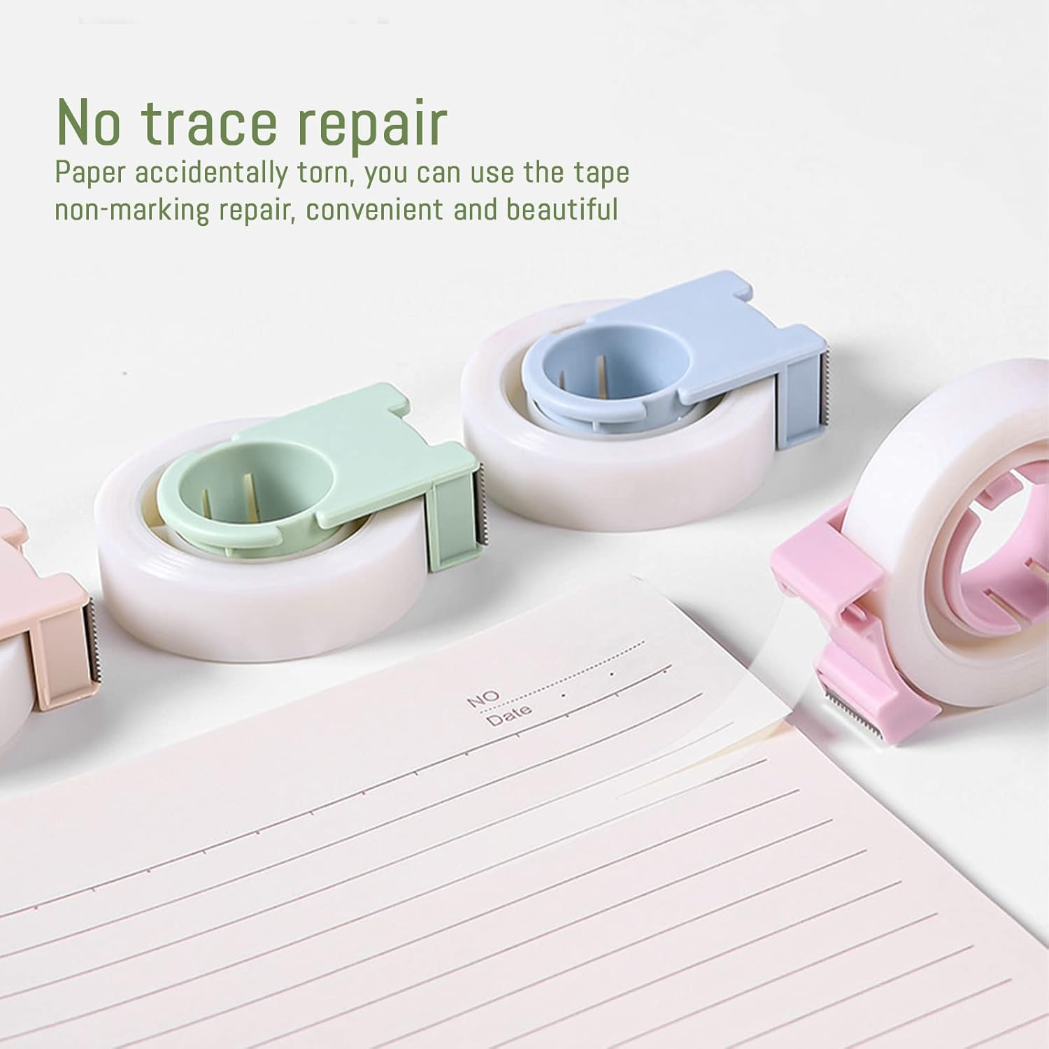 4 Pack Invisible Tape with Mini Dispenser Set 1/2 Inch Magic Tape Writable Transparent Tape Portable Repairing for Office School Home (4 PCS) image number 2