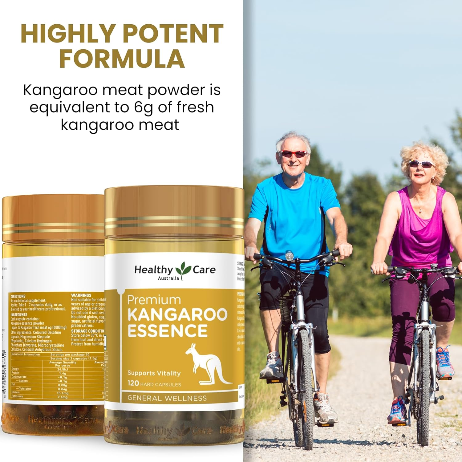 Healthy Care Premium Kangaroo Essence - Supports Vitality and Metabolic Health - Premium Dietary Supplement - All-Natural Ingredients- 120 Capsules