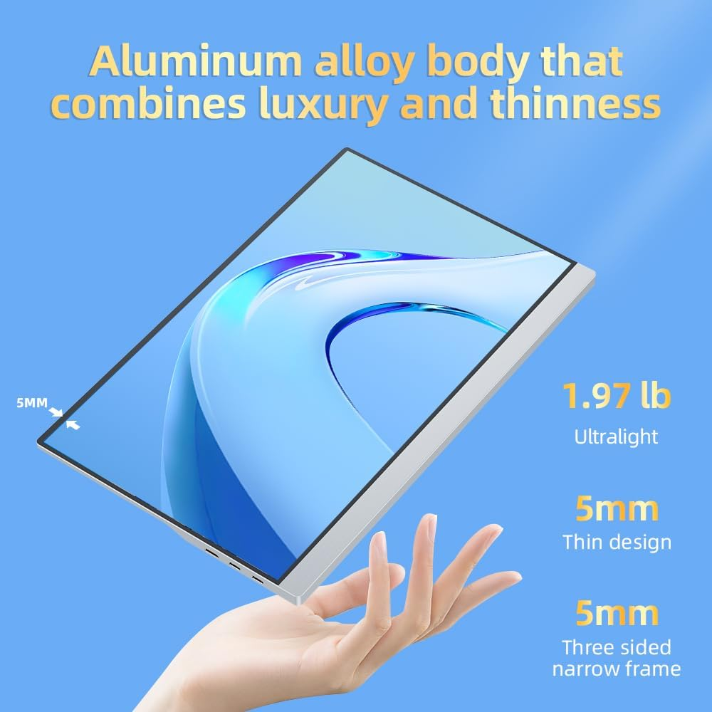 EVICIV 15.6" 4K Portable Monitor UHD 3840X2160 HDR USB-C Display, 100% Adobergb, 400Nits, IPS Screen with Freesync, Type-C/Hdmi, VESA Mount & Smart Case &ndash; Slim External Screen for Laptop/Phone/Console