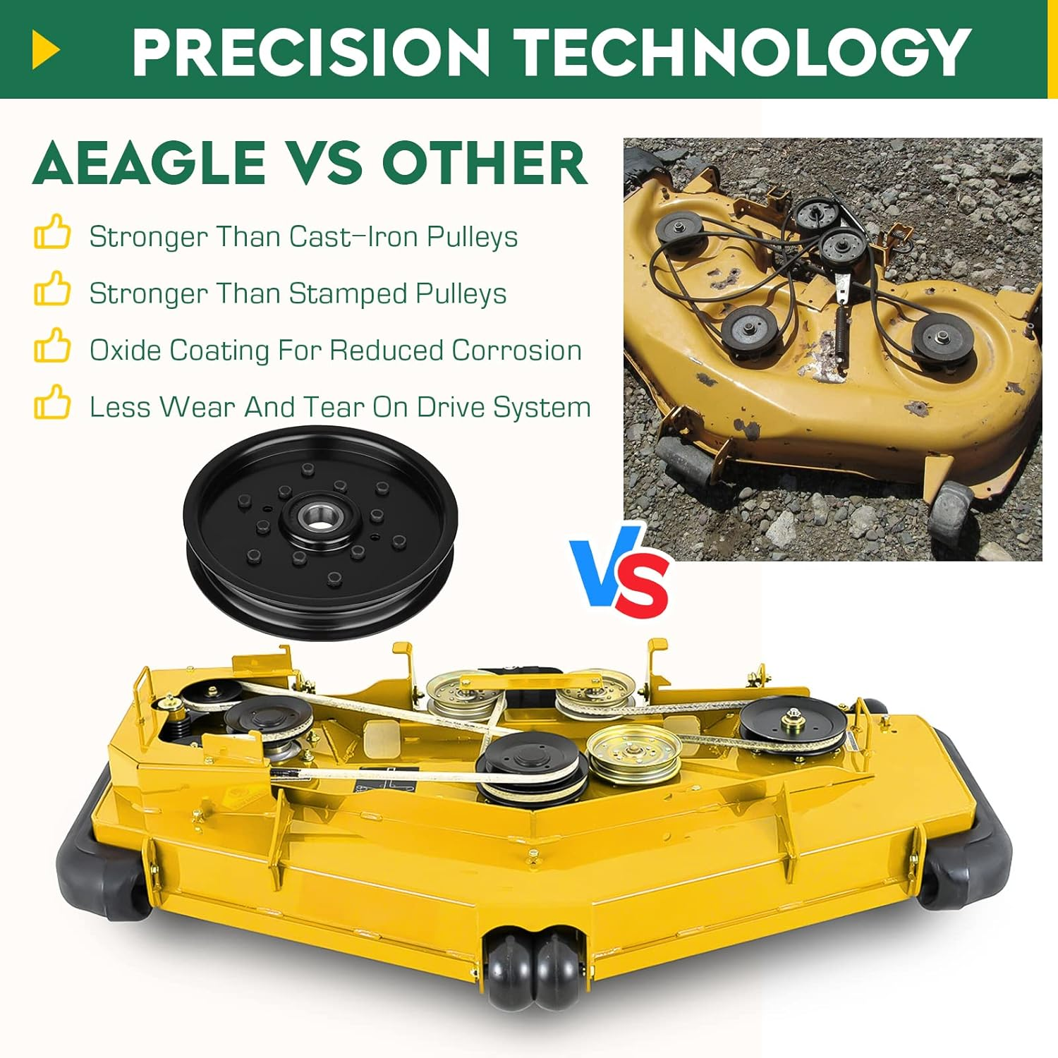 Flat Idler Pulley for John Deere AM106627 AM121602 AUC16698 Fits 335 345 325 LX88 LX78 G100 and Some Sabre with 48" Deck image number 1