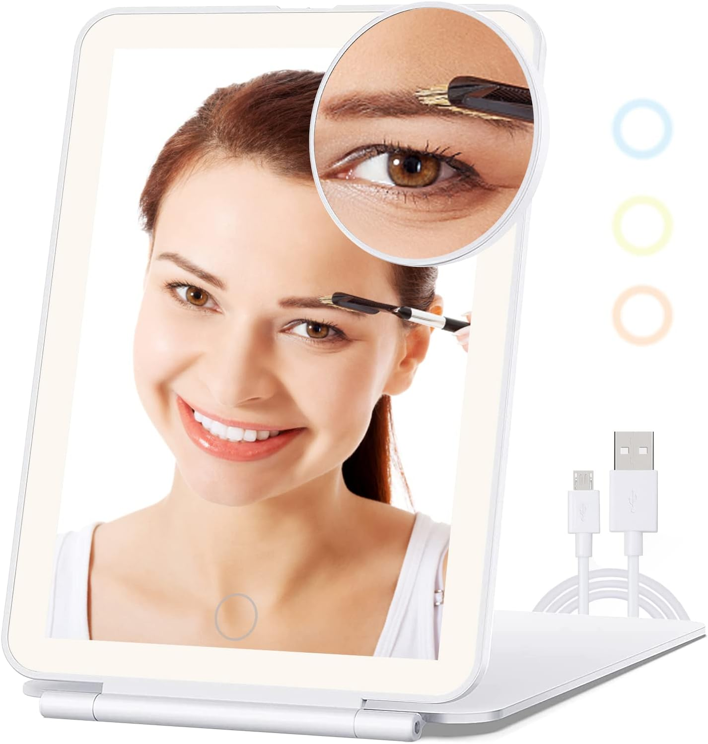 Makeup Mirror with 10X Magnifying Mirror, Vanity Travel Mirror with 48Leds, 3 Color Lighting, Rechargeable 800Mah Batteries, Portable Ultra Slim Lighted Makeup Mirror, Travel Essentials for Women image number 2