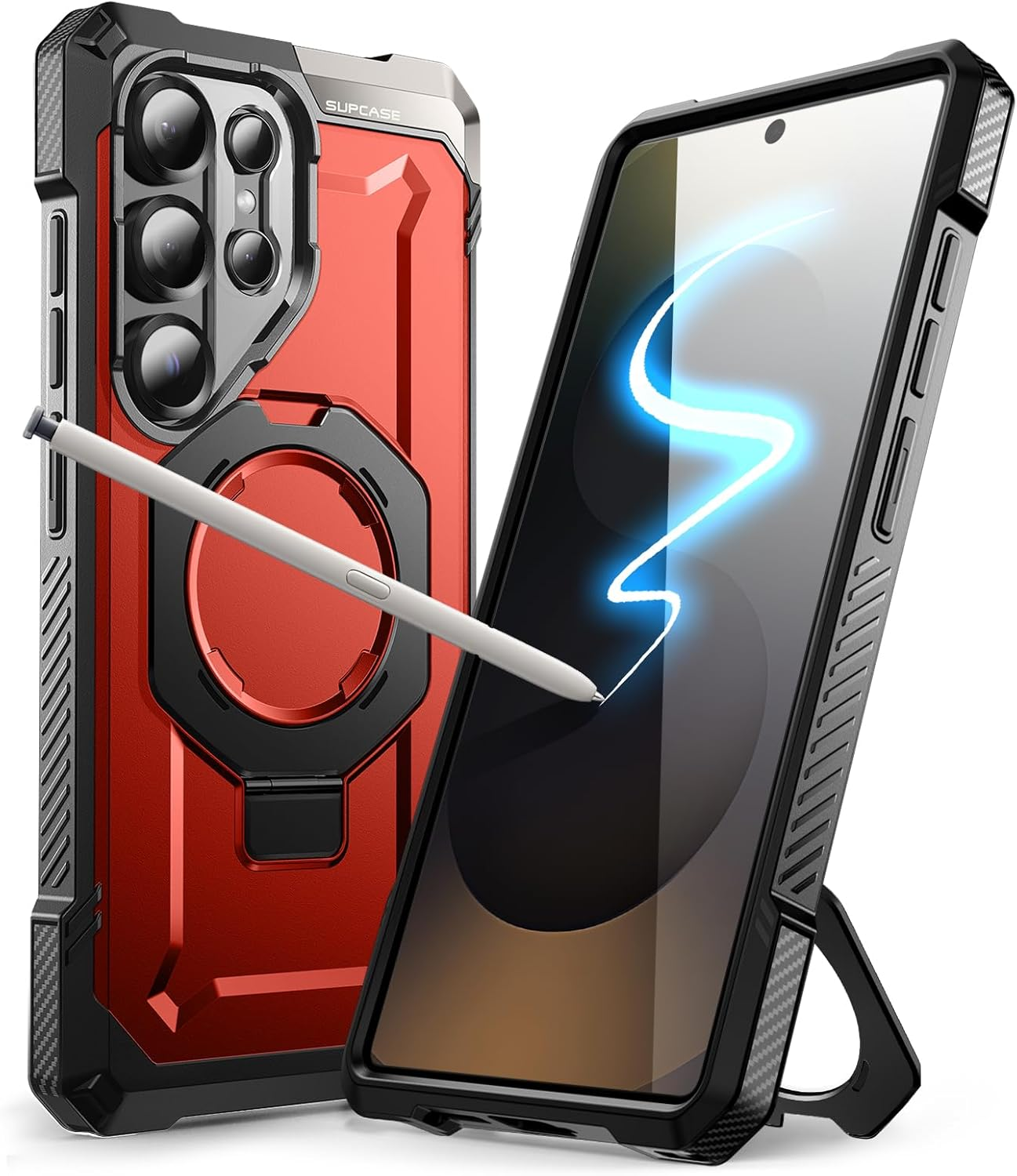 SUPCASE for Samsung Galaxy S25 Ultra Case with Stand (Unicorn Beetle Grip), [S Pen Friendly] [Compatible with Magsafe] [Military-Grade Protection] Magnetic Phone Case for S25 Ultra 6.9 Inch, Ruddy