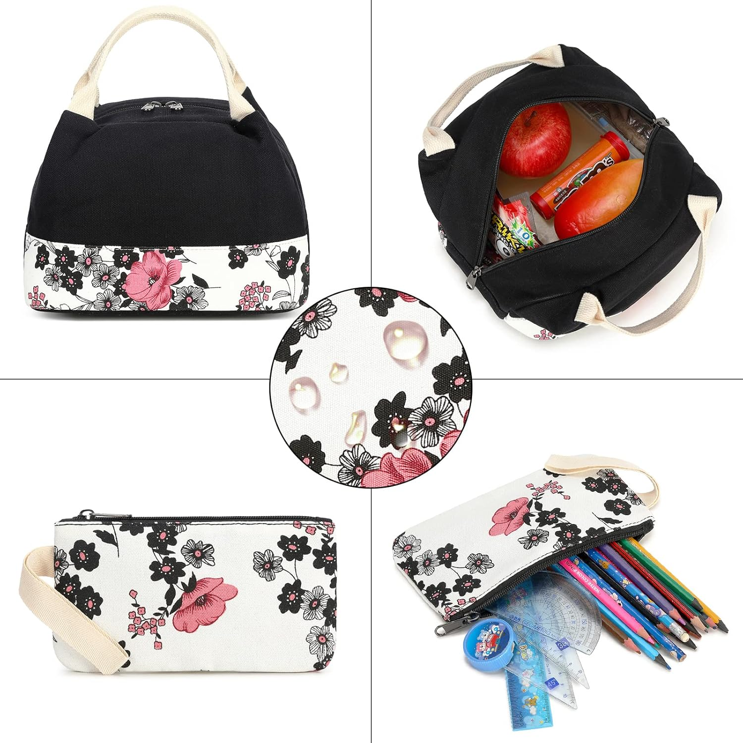 School Backpack for Teen Girls Kids Bookbag with Lunch Box Pencil Case, Laptop Backpack Casual Daypacks Teens Bookbag - Bigfloral image number 3