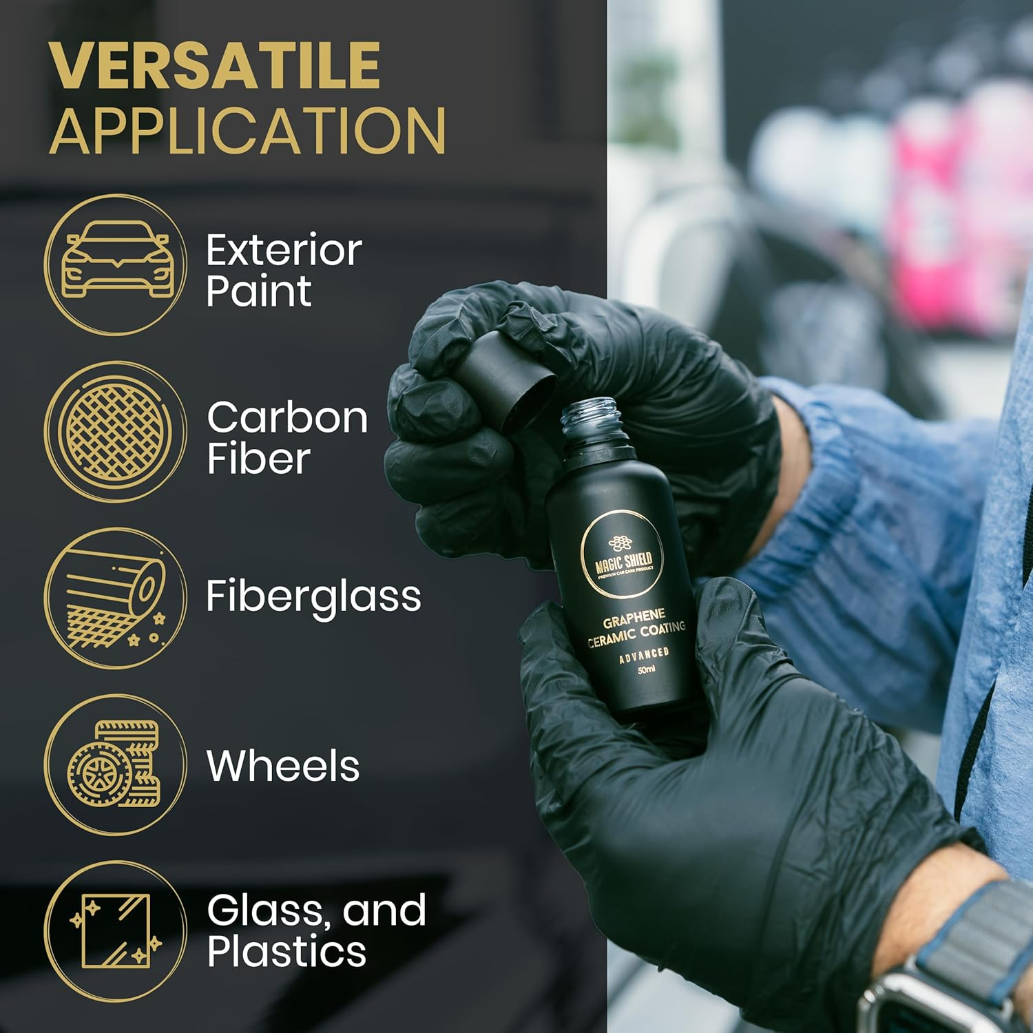 Magic Shield Graphene Coating for Cars │ Self-Healing, 5+ Years Durability │ Advanced Sio2 Ceramic Protection - High Gloss, Anti-Scratch - Perfect for Cars, Motorcycles, Marine, and Rvs image number 6