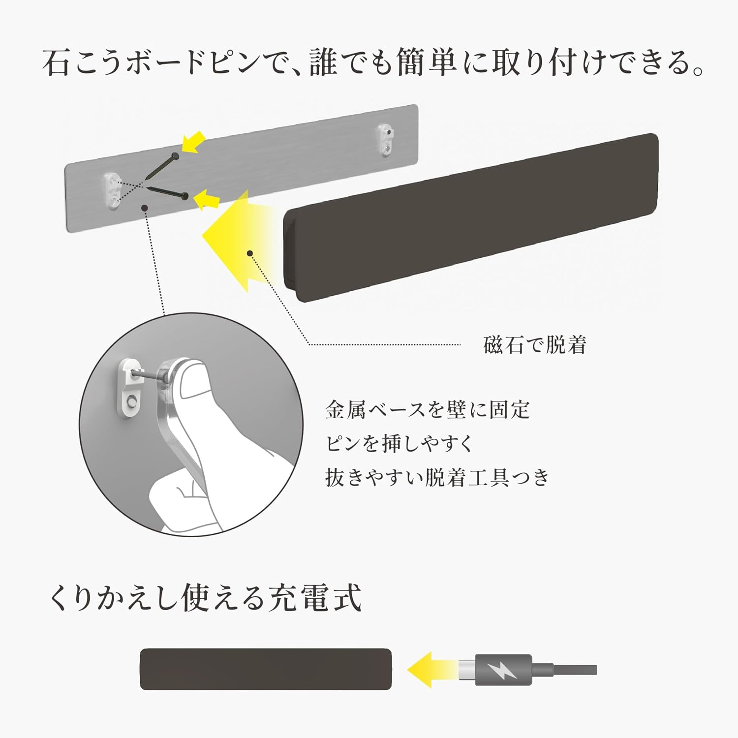 Musashi KA-01UZ Getawari Sensor Light, Storage, Work Light, LED Light, Stylish, Wall Sticking, Warm Color, Pin Stopper, Magnet, Heat Sensor, 2025 Good Design Award, Best 100