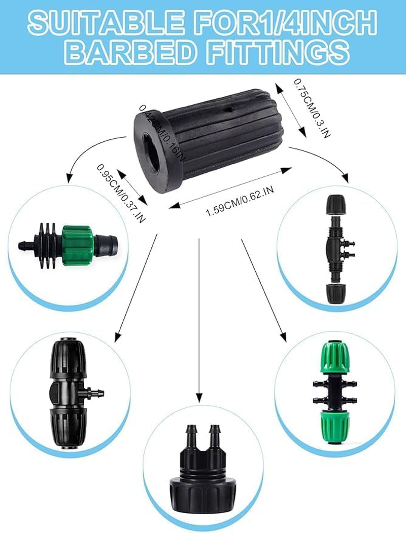 20PCS Barbed Tee 1/2" to 1/4" Drip Irrigation Fittings, Anti-Drop Barbed Hose Parts Connectors for 12Mm/16Mm to 4Mm/7Mm Drip Systems 6 Way Adapter（Black） image number 3