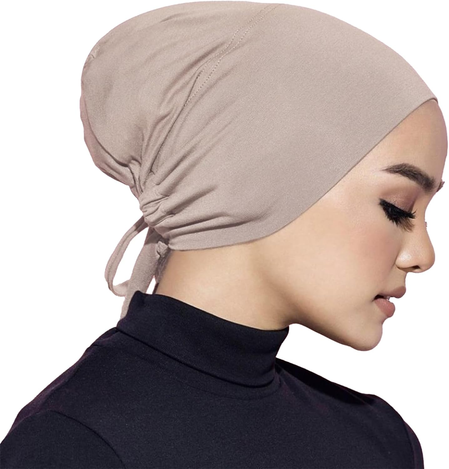 CENZICOM Women'S Hijab under Cap with Tie Back Closure, 2 Pack, Islamic Head Scarf - Yellow+Pink image number 5