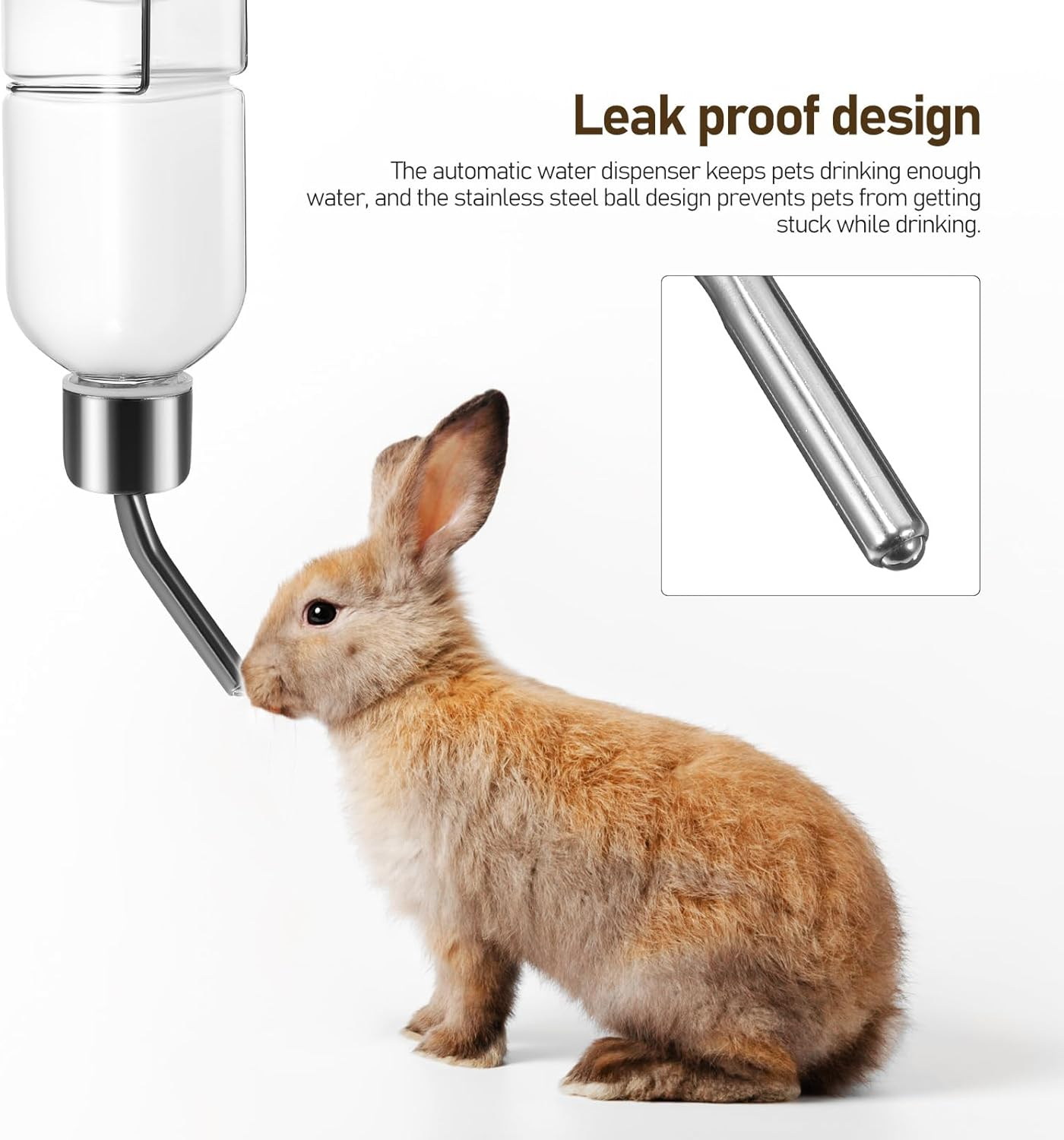 POPETPOP Rabbit Hay Feeder 2 Pieces Hanging Hay Holder Made of Metal with 2 Pieces Small Animal Water Bottles Robust Hay Holder with Frame for Guinea Pigs Rabbits Chinchilla image number 4