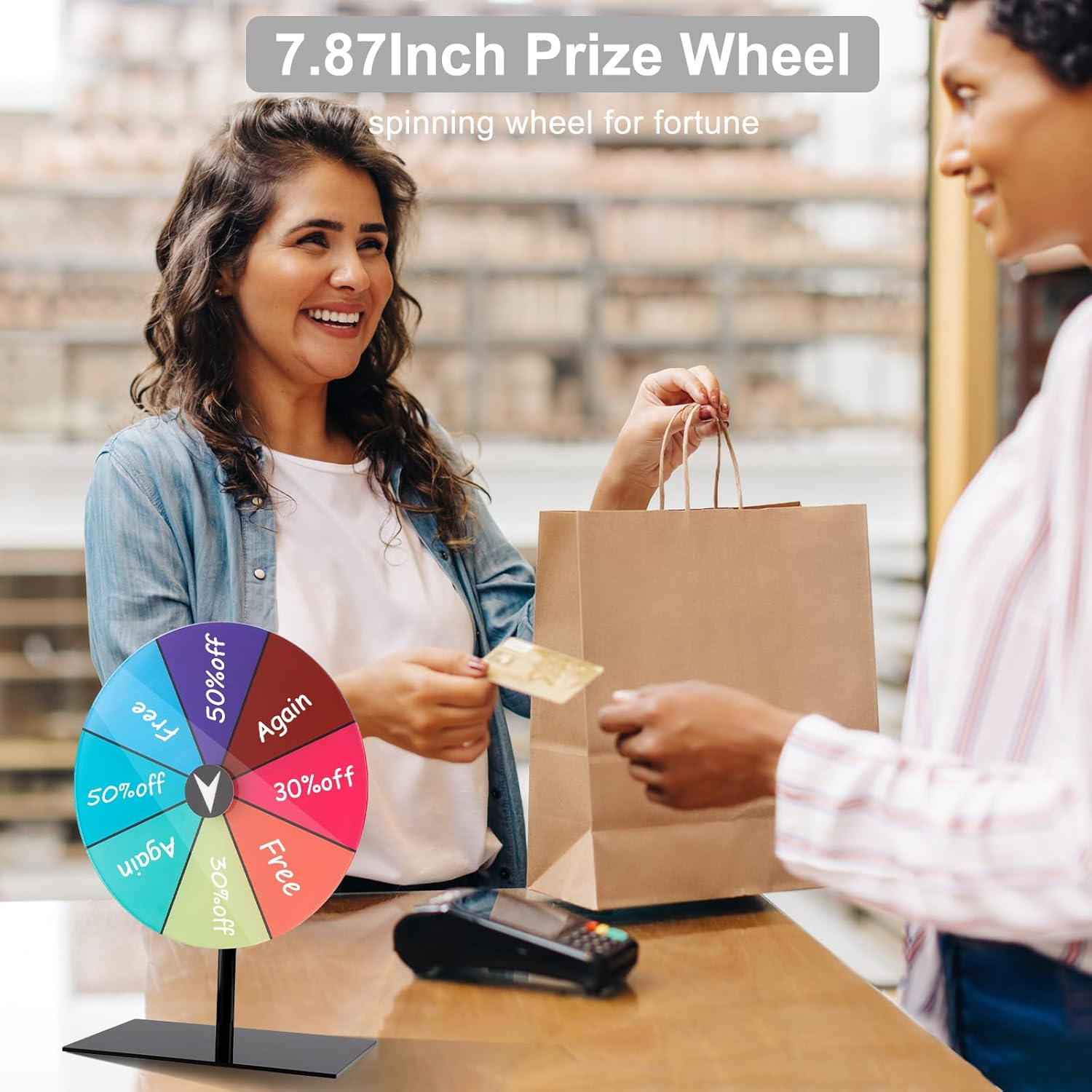 Nicwhite Spinning Prize Wheel, Dry Erase Spinning Wheel for Prizes with Stand, 7.87" Spin the Wheel Tabletop Roulette Spinner for Carnival, Trade Show, Win Fortune Spin Games image number 5