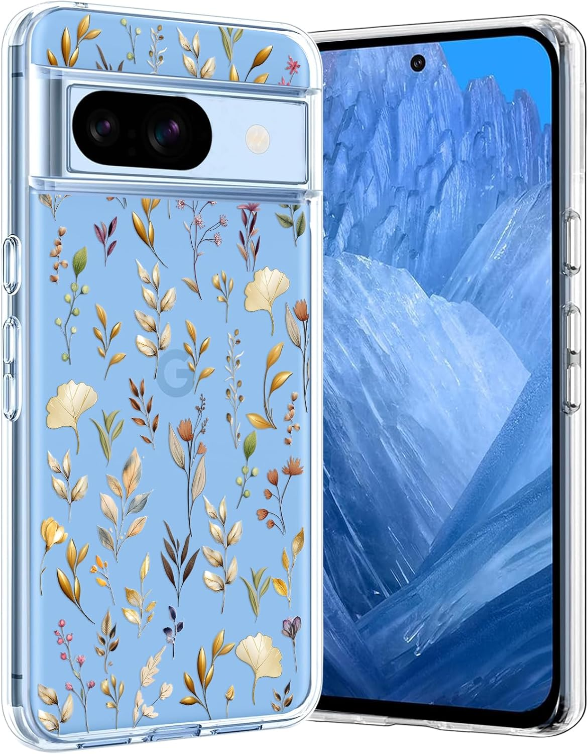 Unov Case Compatible with Pixel 8A Case Clear with Design Soft TPU Shock Absorption Slim Embossed Pattern Protective Back Cover for Pixel 8A (Rainbow Dinosaur)