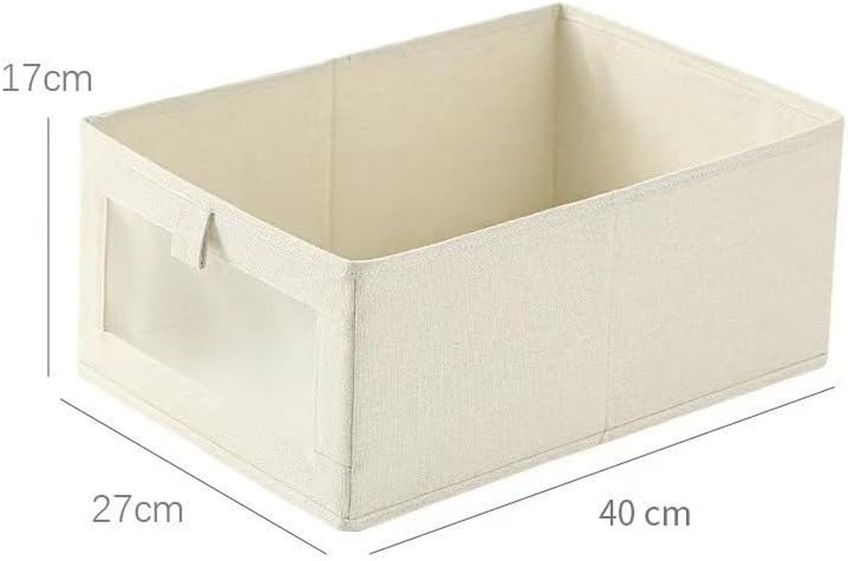 6 Pcs Linen Closet Organizers and Storage Clothing Bins Large Foldable Box with Window Storage Baskets for Closet Shelf Clothes Jeans Toys Organization, Cube Storage Boxes for Organizing (6) image number 3