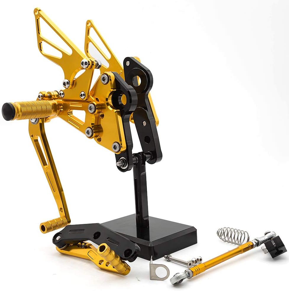 FXCNC CNC Billet Motorcycle Rearset Foot Pegs Rear Set Footrests Fully Adjustable Foot Boards Compatible with FZ-09 MT-09 FZ09 MT09 2013-2019, XSR900 2016-2019