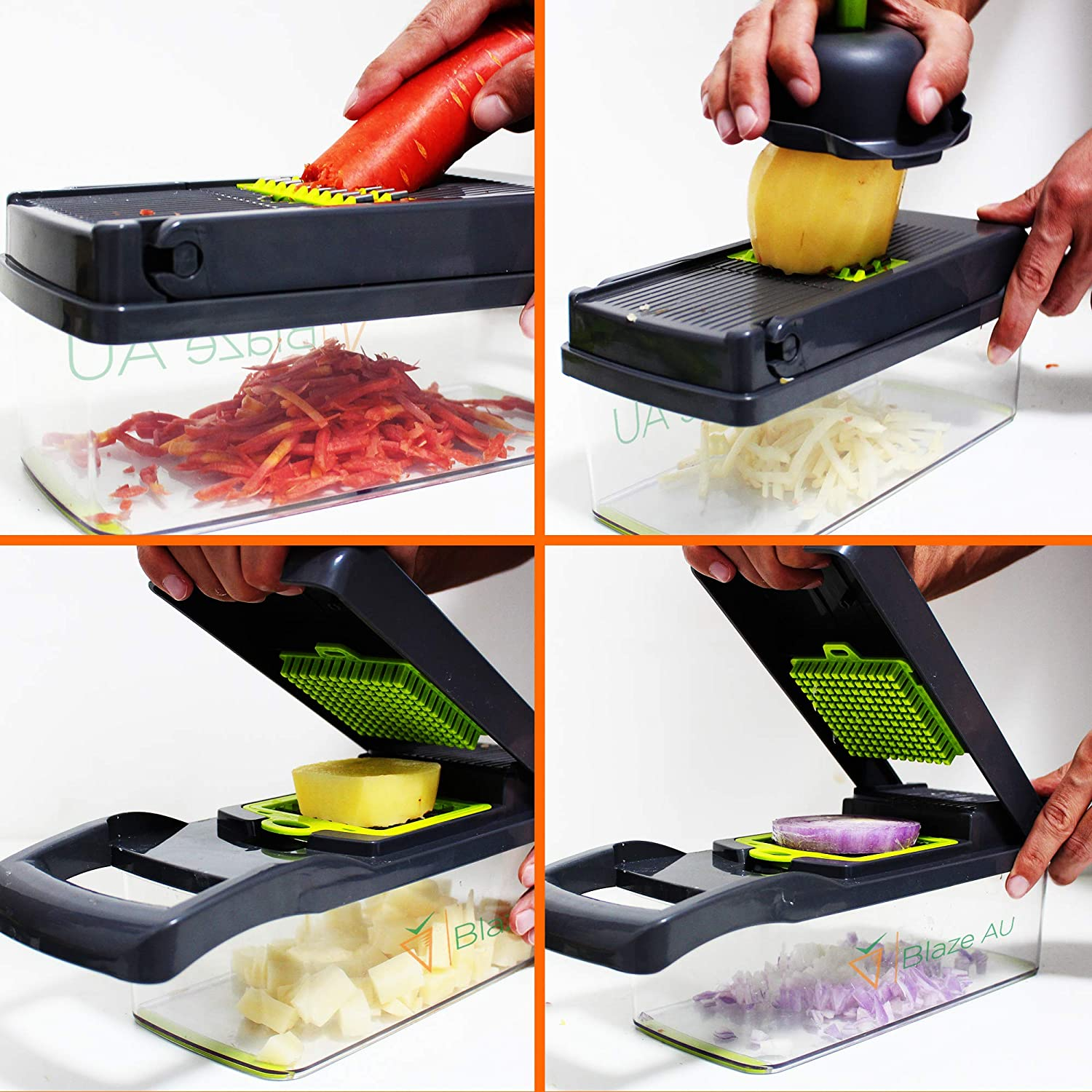 Vegetable Chopper - 15 in 1 Multi-Purpose Mandoline Slicer - Vegetable Slicer - Fruit Cutter with 7 Adjustable Blades & Vegetable Peeler image number 3