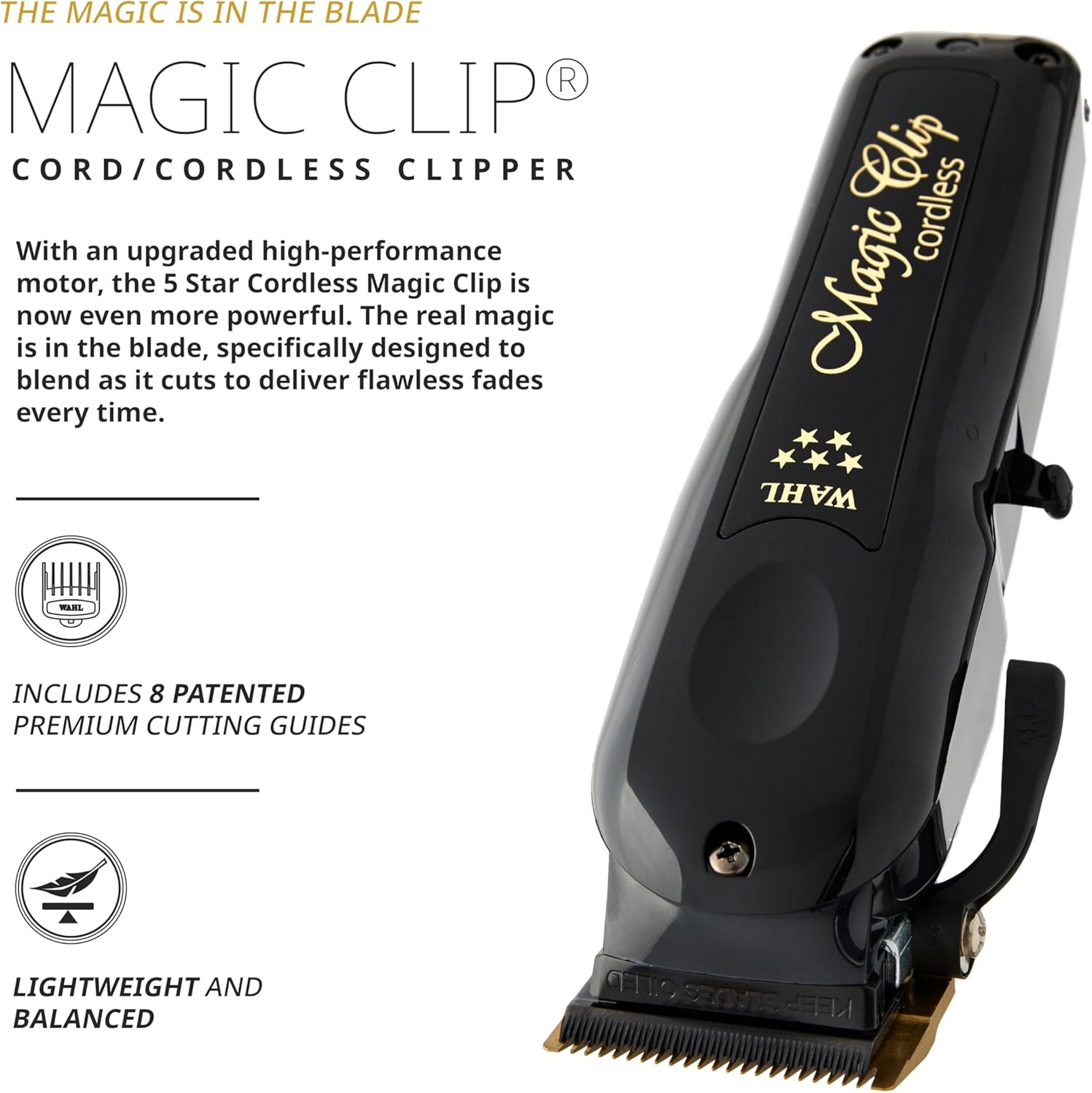 Wahl Cordless Clip Professional Barber Clippers, Used for All Hair Types, Bulk Removal, Upgraded Motor, Smooth Cuts, Crunch Blade Technology&trade; image number 2