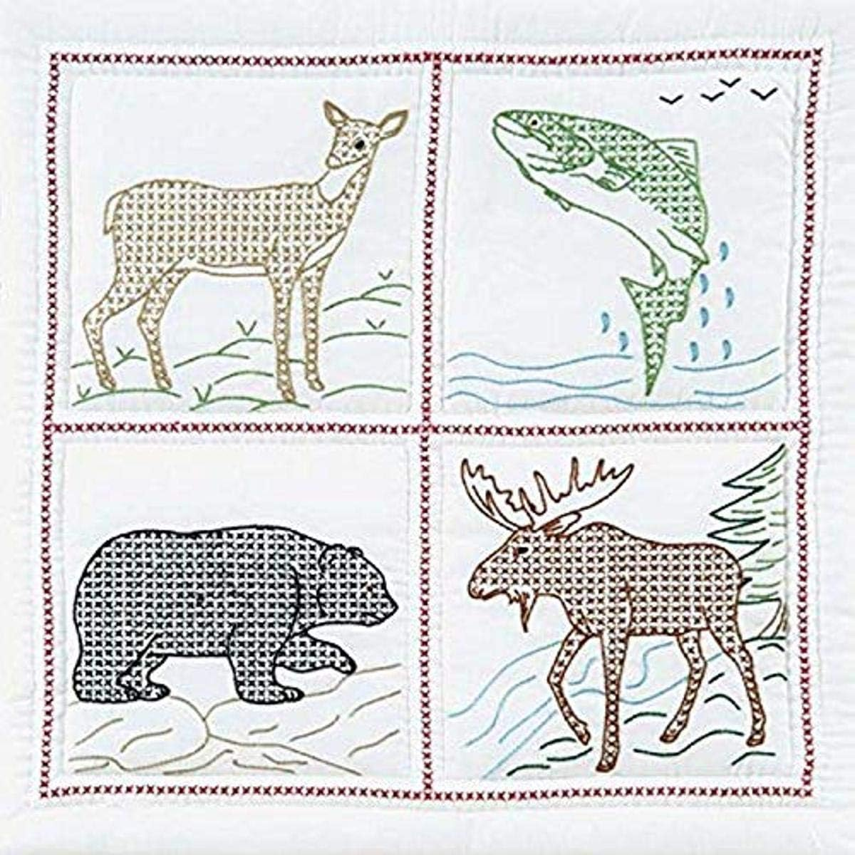 Stamped White Quilt Blocks 18"X18" 6/Pkg-Wilderness