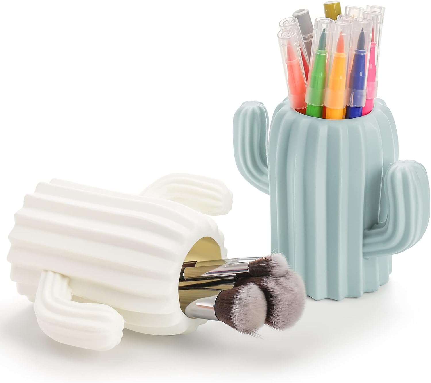 AVLA 6 Pack Plastic Pencil Holders, Cactus Pen Holder Cup, Cute Desktop Pencil Storage Container, Cosmetic Makeup Brush Holder, Desk Office Pen Organizer for Girls, Women,Classroom, Home, School image number 4