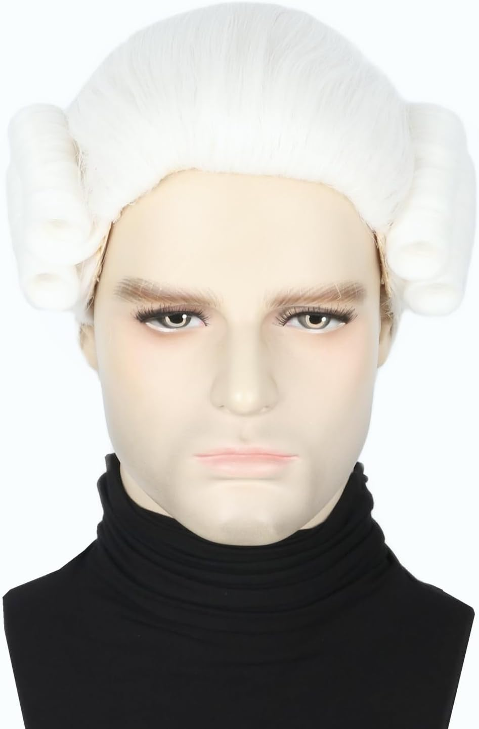 Topcosplay Men or Women Colonial Historical Judge Costumes Wig White Halloween Party Wigs image number 6
