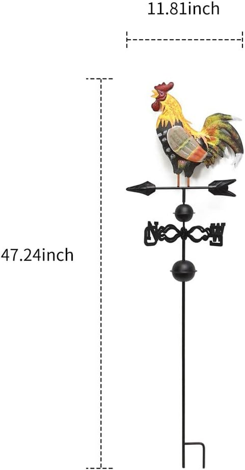 Metal Weathervane Rooster Shape Weather Vane Garden Fences Stake Yard Roofs Weathervane Decor Colorful Ornament image number 6