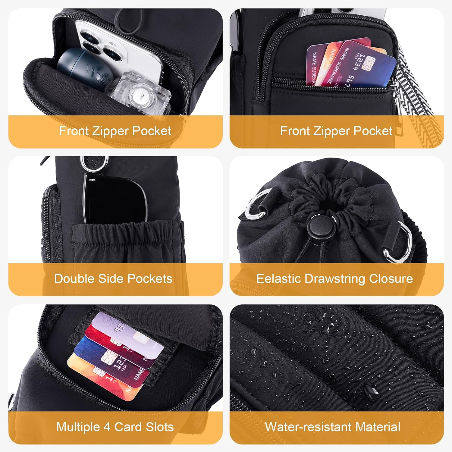 Lexiyat Water Bottle Bag 40 Oz Crossbody Holder for Walking Hiking Insulated Carrier Purse with Adjustable Strap - Black- image number 6