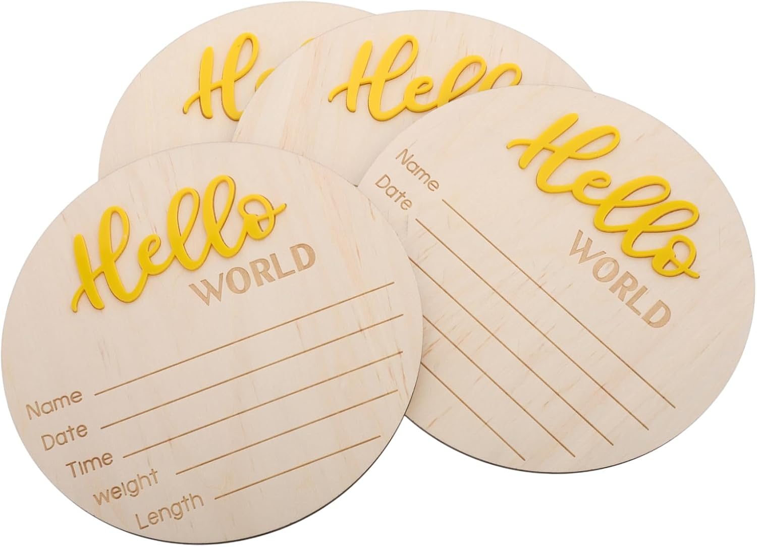 4Pcs Wooden Birth Announcement Sign Newborn Shower Welcome Sign Card Prop for Nursery Boy Girl image number 3