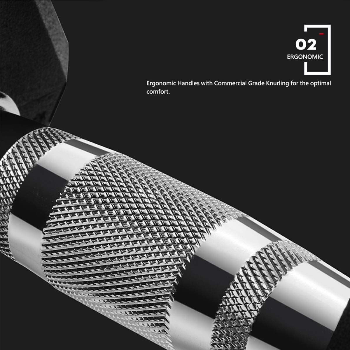 METEOR Hex Dumbbell Sets &ndash; Flat Bottom Rubber Coated Dumbbells, Exercise Weights with Ergonomic Steel Handles, for Strength Training, Body Building, Weightlifting, Workout, Gym, Fitness image number 3