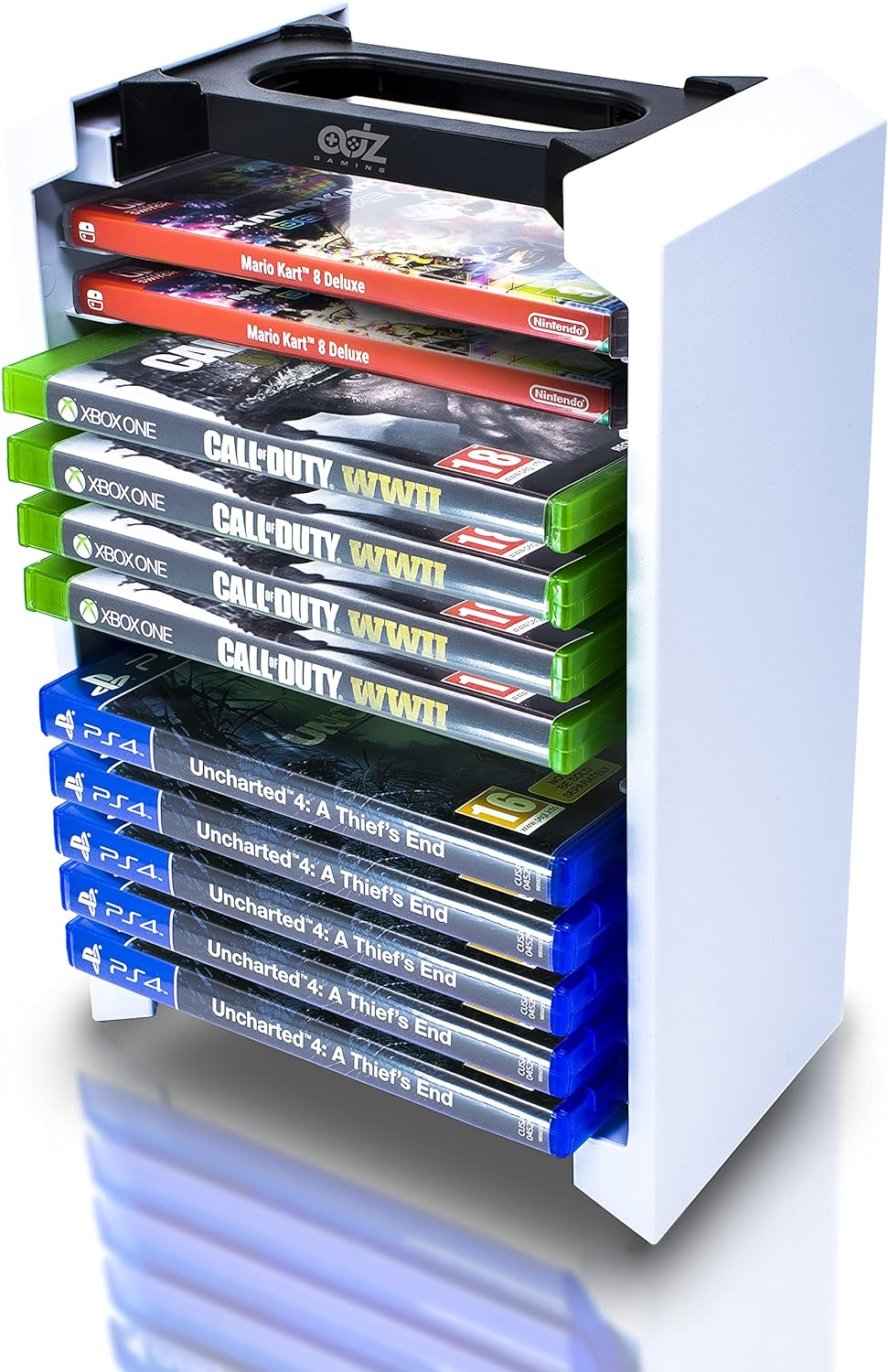 Game Storage Tower &ndash; Universal Video Game Storage &ndash; Stores 12 Game or Blu-Ray Disks &ndash; Game Holder Rack for PS4, PS5, Xbox One, Xbox Series X/S, Nintendo Switch Games and Blu-Ray Discs image number 4