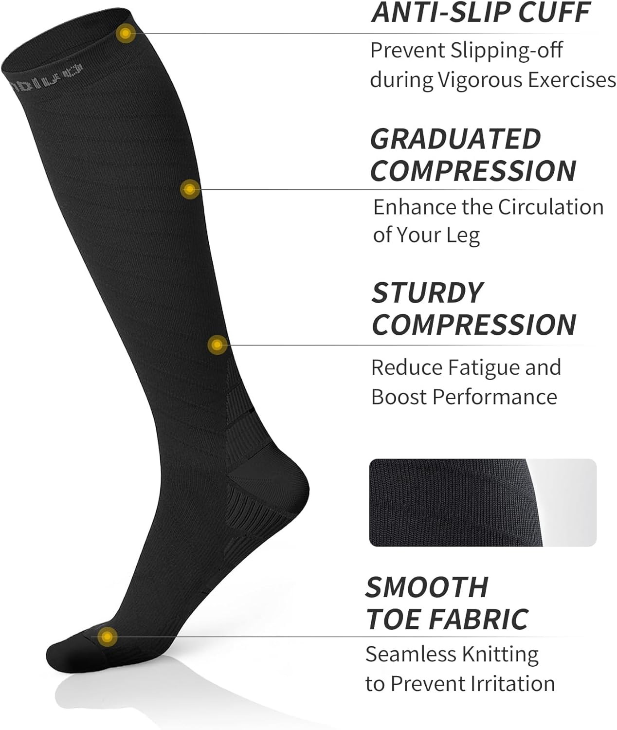 Cambivo 2 Pairs Compression Socks for Men and Women(20-30 Mmhg), Compression Stocking for Swelling, Nurse, Flight image number 4