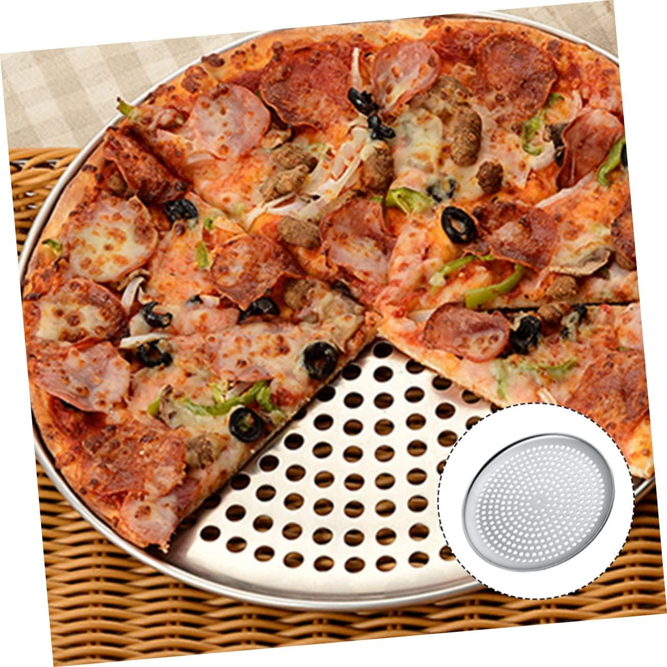 Household round Pizza Baking Pan with Holes Replaceable Baking Tray for Home Kitchen Durable Pizza Plate Baking Accessory Perforated Design image number 4
