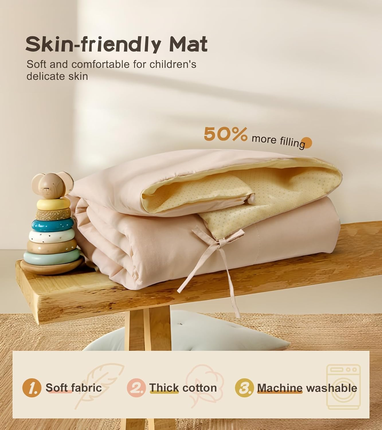 Large Kids Play Tent with Mat, XICEN Play Tent Indoor with Star Lights and Windows, Playhouse for Boys and Girls Aged 3+, Kid Tent with Mat Washable (Blue Top) image number 3