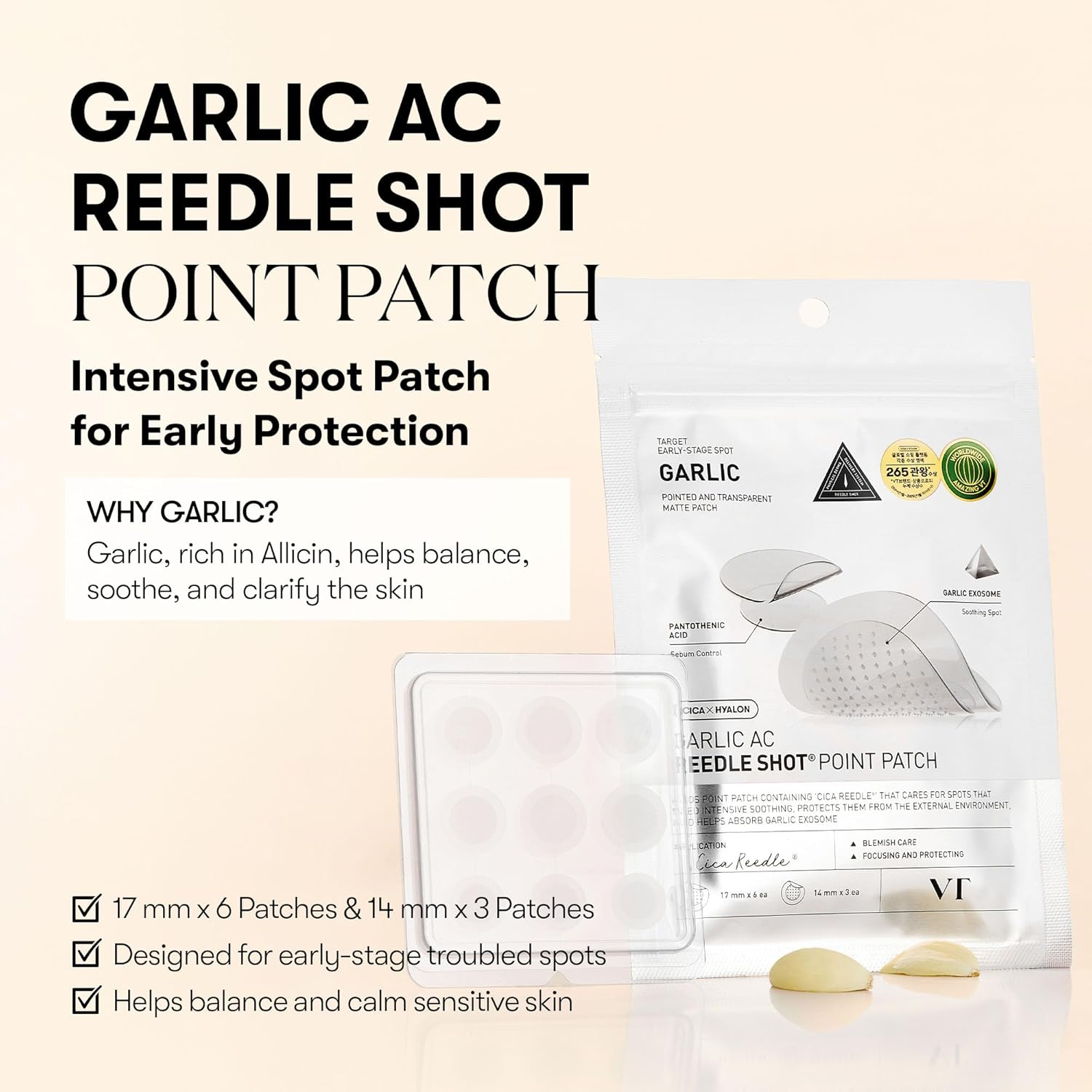 VT COSMETICS Garlic AC Reedle Shot Point Patch, Spot Patch for Early-Stage Blemishes (9 Patches) image number 3