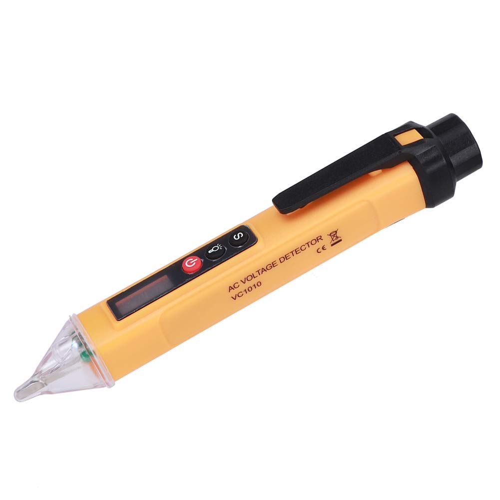 Digital Noncontact Voltage Tester Pen AC12 Detector Test Pen Measuring Instrument (Yellow + Black) - Black+Red image number 5