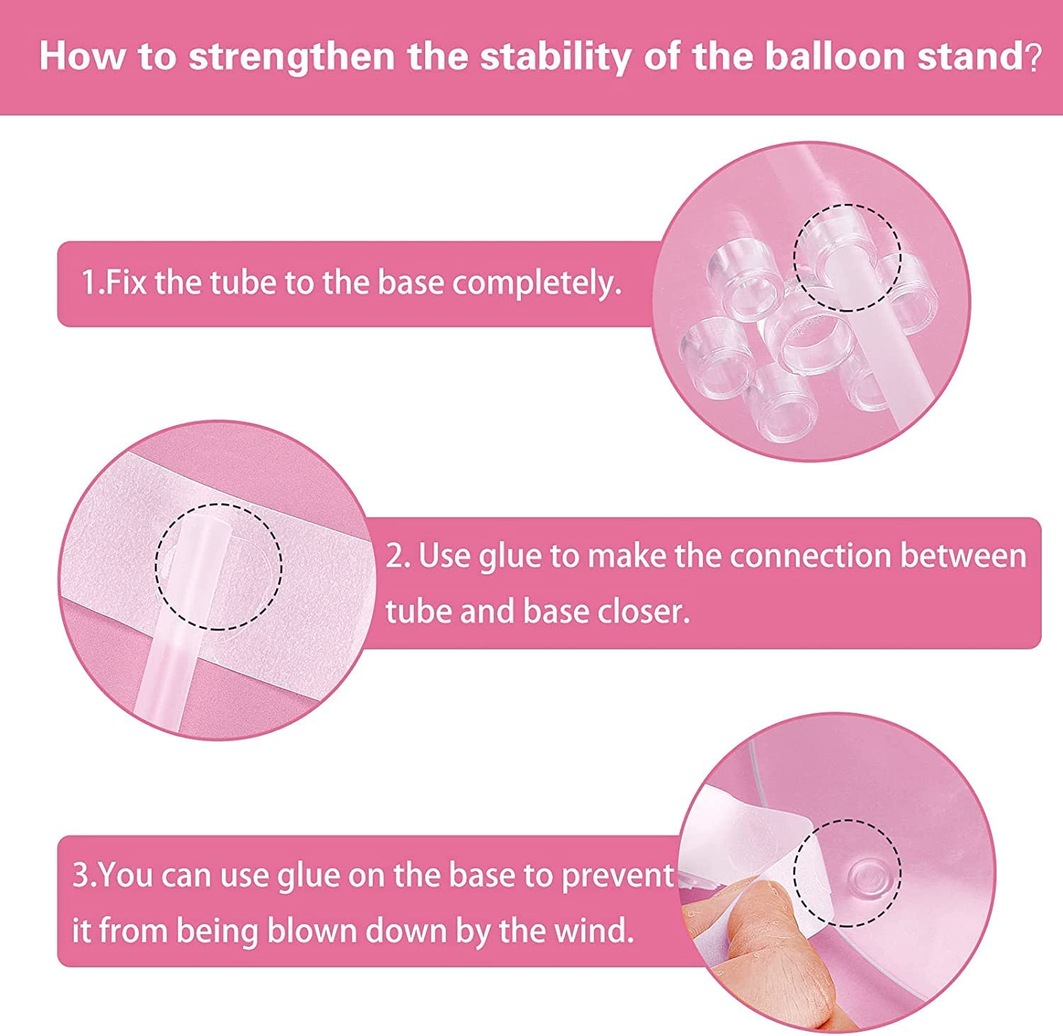 Balloon Stand Holder Kit 6 Sets, Reusable Clear Balloon Stand Holder for Table, Including Glue, Flower Clips, Ribbon, Tying Tool, Table Balloon Stand Suitable for Birthday Wedding Party Decorations image number 4