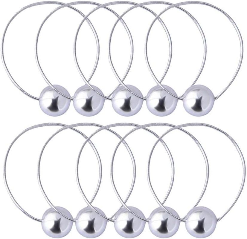 10 PCS Silver Ball Hair Ties Retro Styled Hair Elastics for Women Girls 16Mm Ball Bubble Hair Rope Shiny Ponytail Holders for Thick Long Hair Accessories image number 5