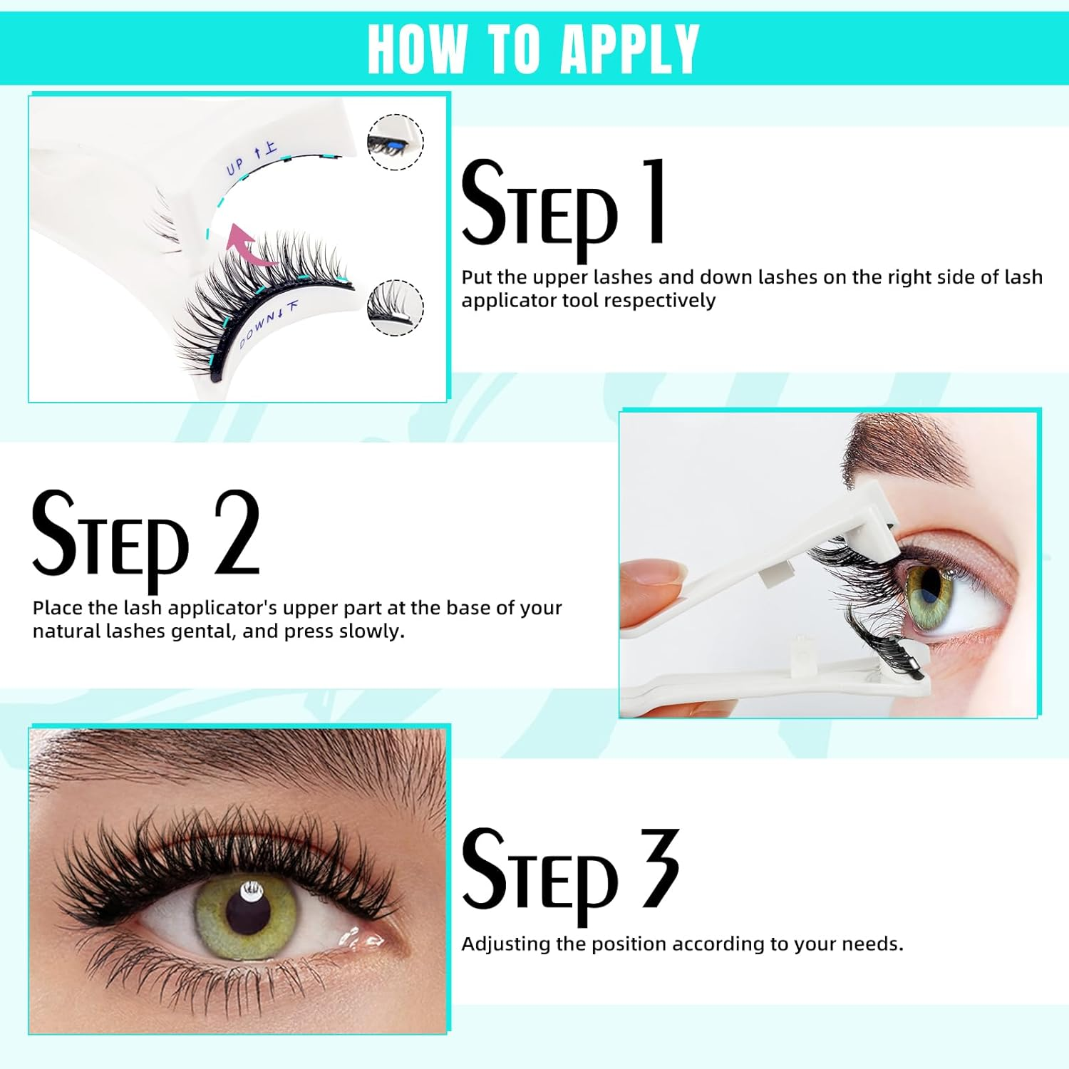 Magnetic Eyelashes with Lash Clusters Applicator 5 Magnets Fluffy Magnetic False Lashes Kit Wispy Reusable Cluster Eyelash Extensions with Magnets No Lashes Glue or Liner Needed(1 Pairs-Dense) image number 5