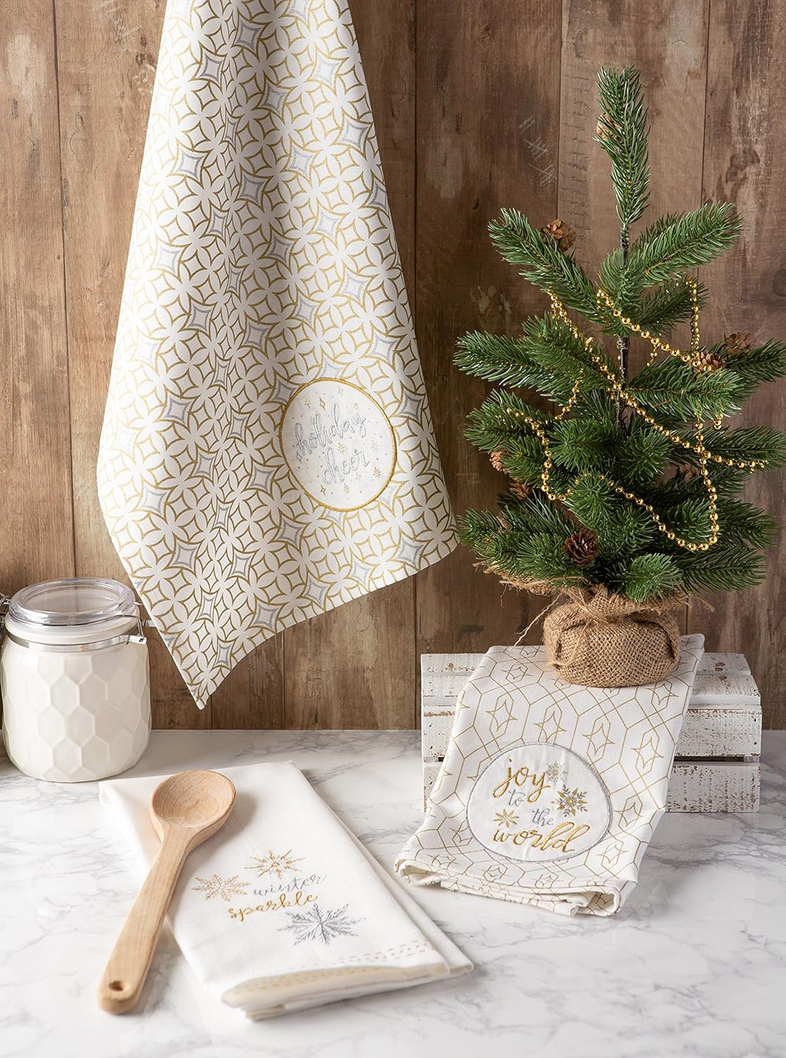 DII Christmas Dish Towels Decorative Metallic Holiday Kitchen Towel Set, 18X28, Winter Sparkle, 2 Count image number 2