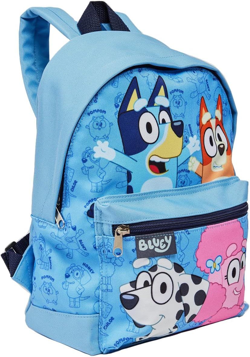 Bluey Backpack Kids School Bag Childrens Boys & Girls Nursery Rucksack, Bingo, Coco & Chloe Print, Blue image number 6