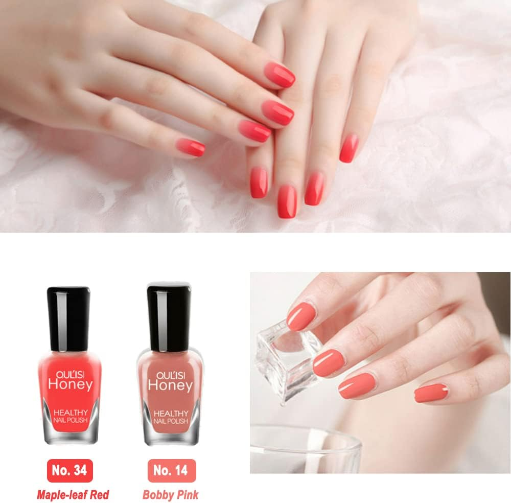 TEEROVA Nail Polish Set, Non-Toxic Nail Polish Easy Peel off & Quick Dry, Natural Odor Free Formula Water Based Nail Polish Gift Set (Set D (8MLX10)), Pack of 1