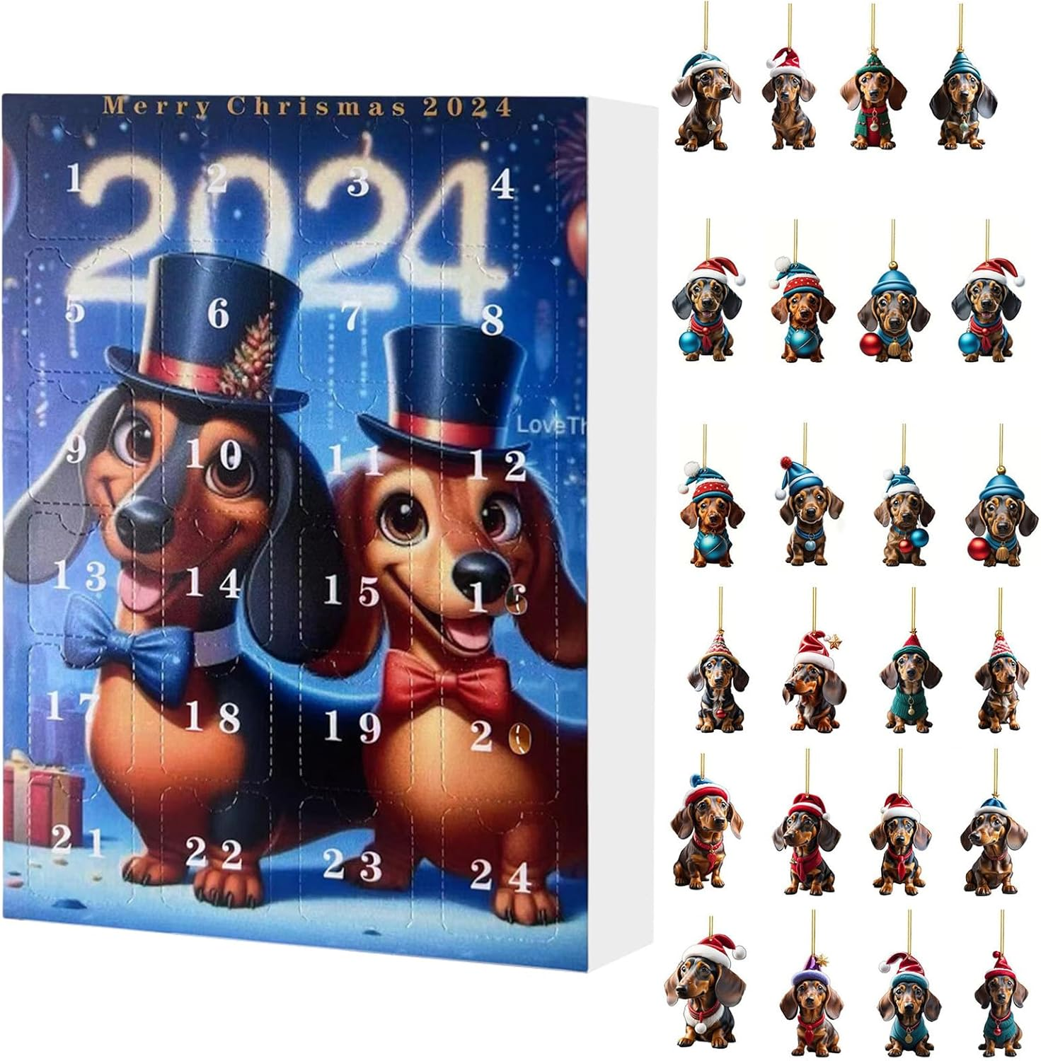2024 Dachshund | Christmas Countdown Calendar | 24 Day of Surprises Funny Dog Set | Silly and Cute Dachshund Toy | Dog Charmss Pendant Countdown Calendar for Home Decor image number 4
