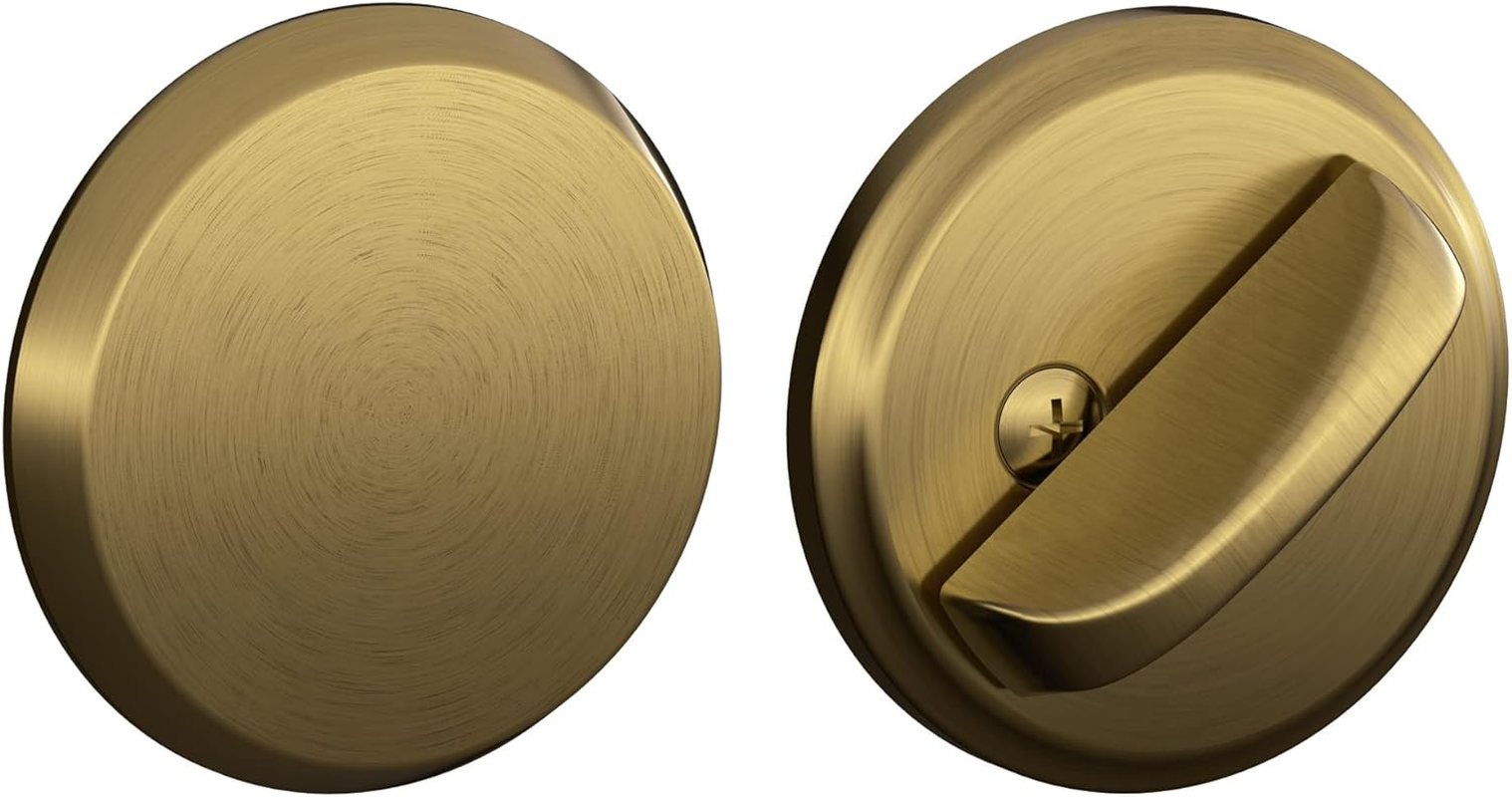 Schlage B81619 Satin Nickel Single Sided Residential Deadbolt with Thumbturn and outside Trim Plate from the B-Series