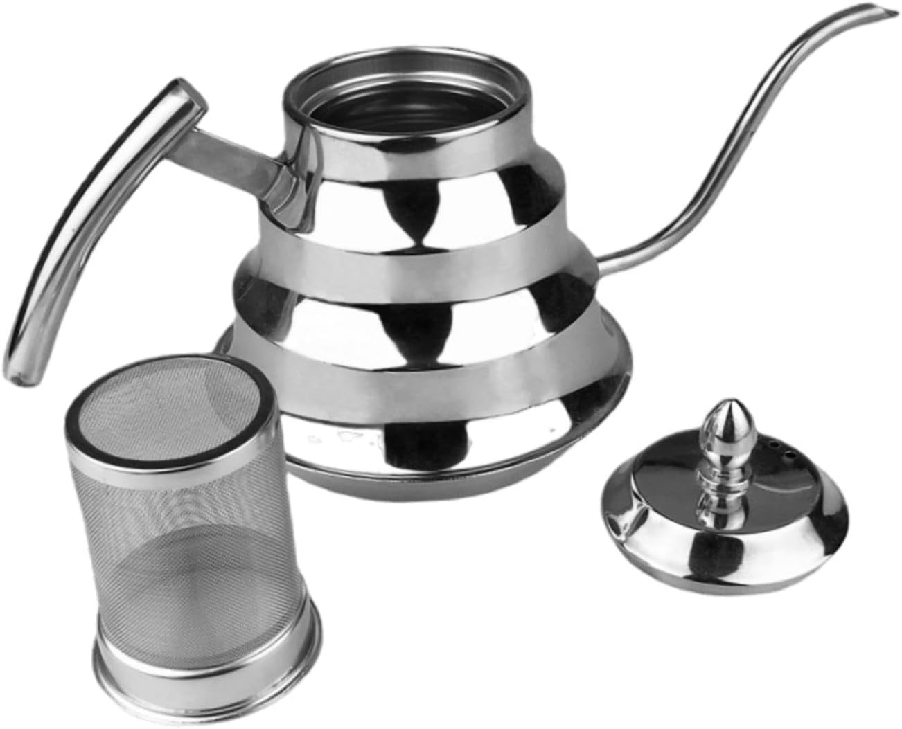 AFXGUSD Coffee Kettle Stainless Steel Gooseneck Drip Kettle Pour over Filtered Teapot Long Spout Pot for Tea Espresso Suitable for Gift Giving Home, Gold